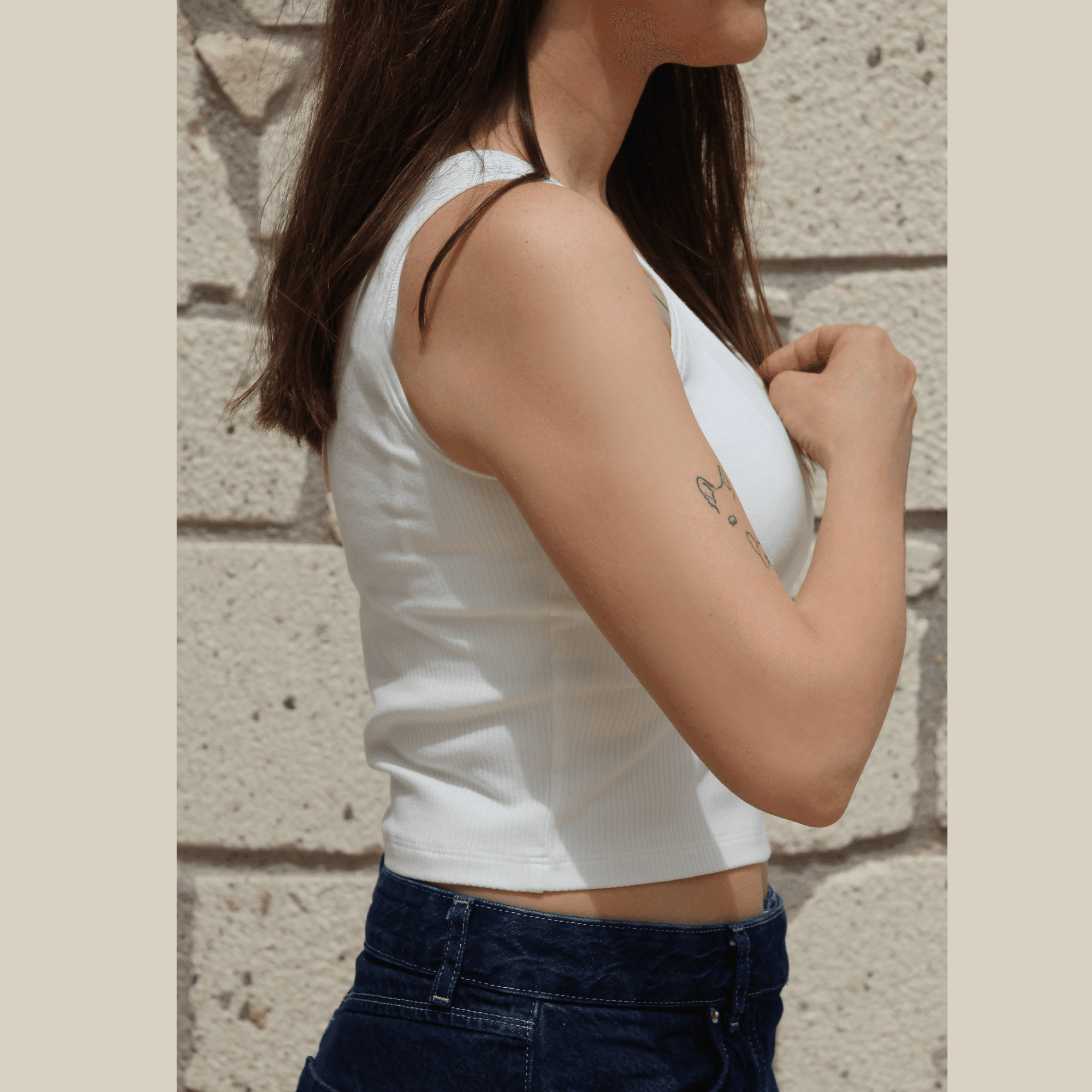 Kadın Tank Top – Satya | %95 Organik Pamuk %5 Elastan | Beyaz