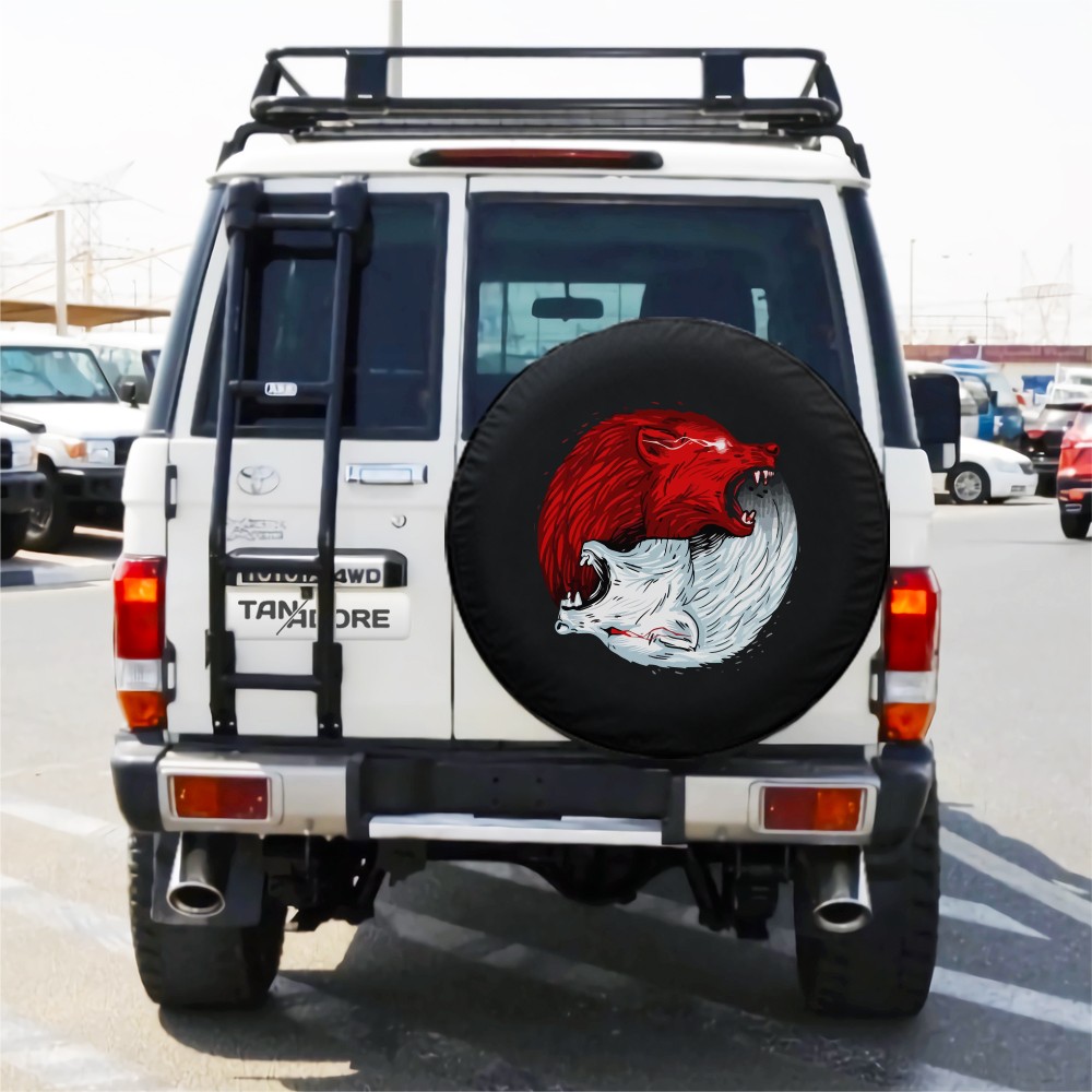 Red White Wolf Designed Spare Wheel Tire Cover