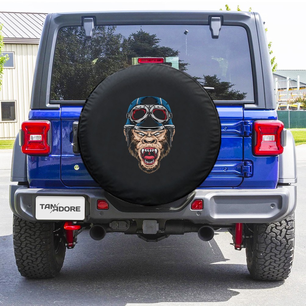 Angry Helmet Monkey Spare Wheel Tire Cover