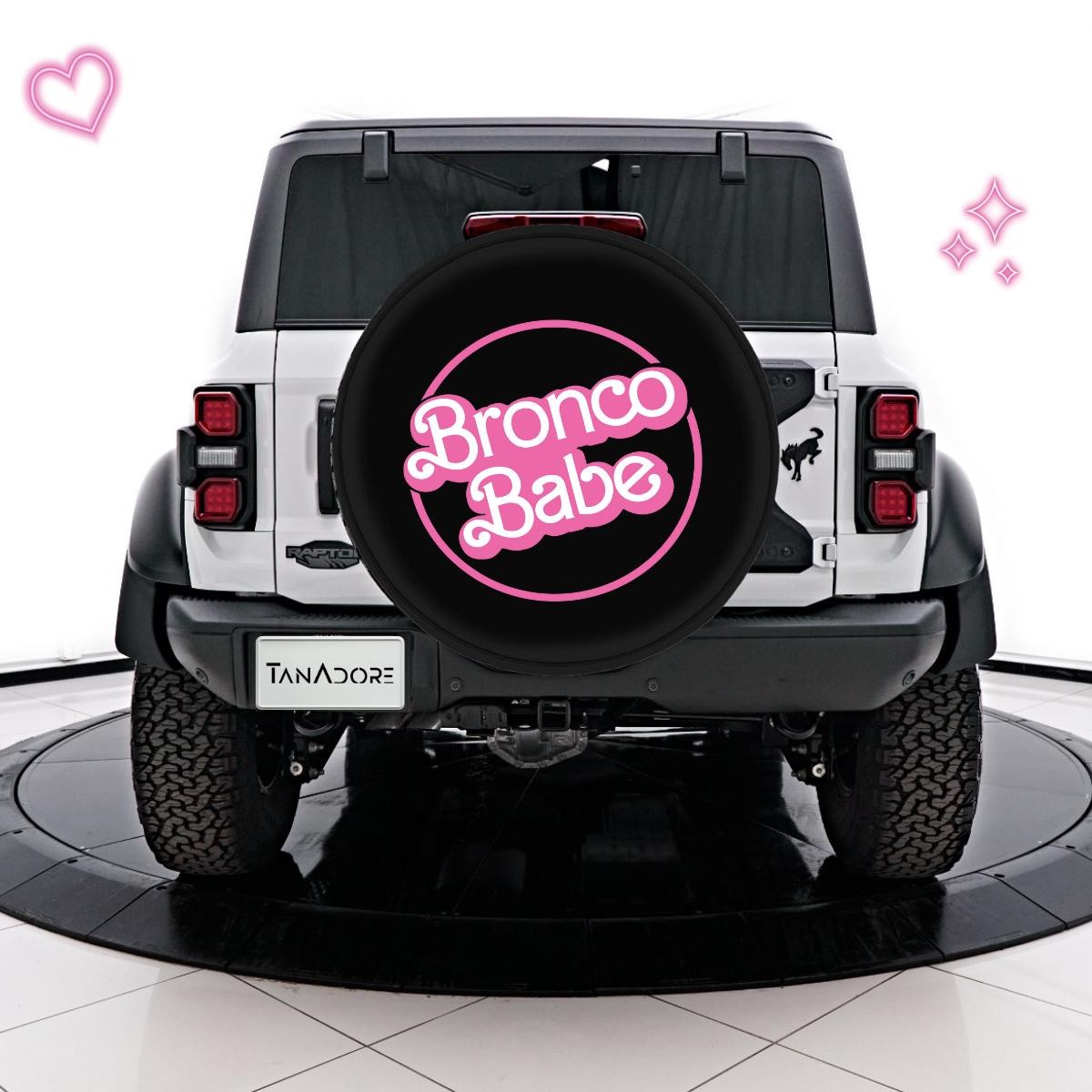 Bronco Babe Light Pink Ford Bronco Spare Tire Cover, PVC Wheel Cover, Soft Tyre Cover, UV Protection Spare Cover, Custom Bronco Tire Cover