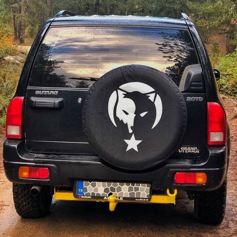Moon Star ve Wolf Designed Spare Wheel Tire Cover