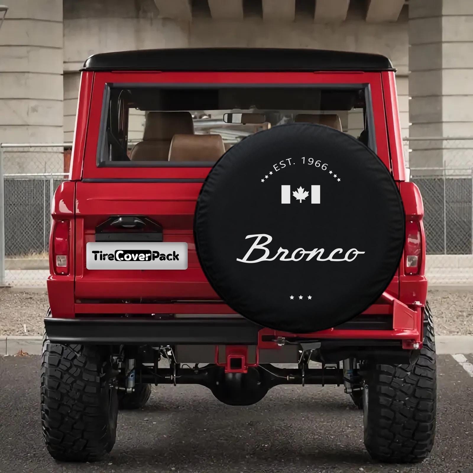 Bronco Canada Flag EST 1966 Spare Tire Cover