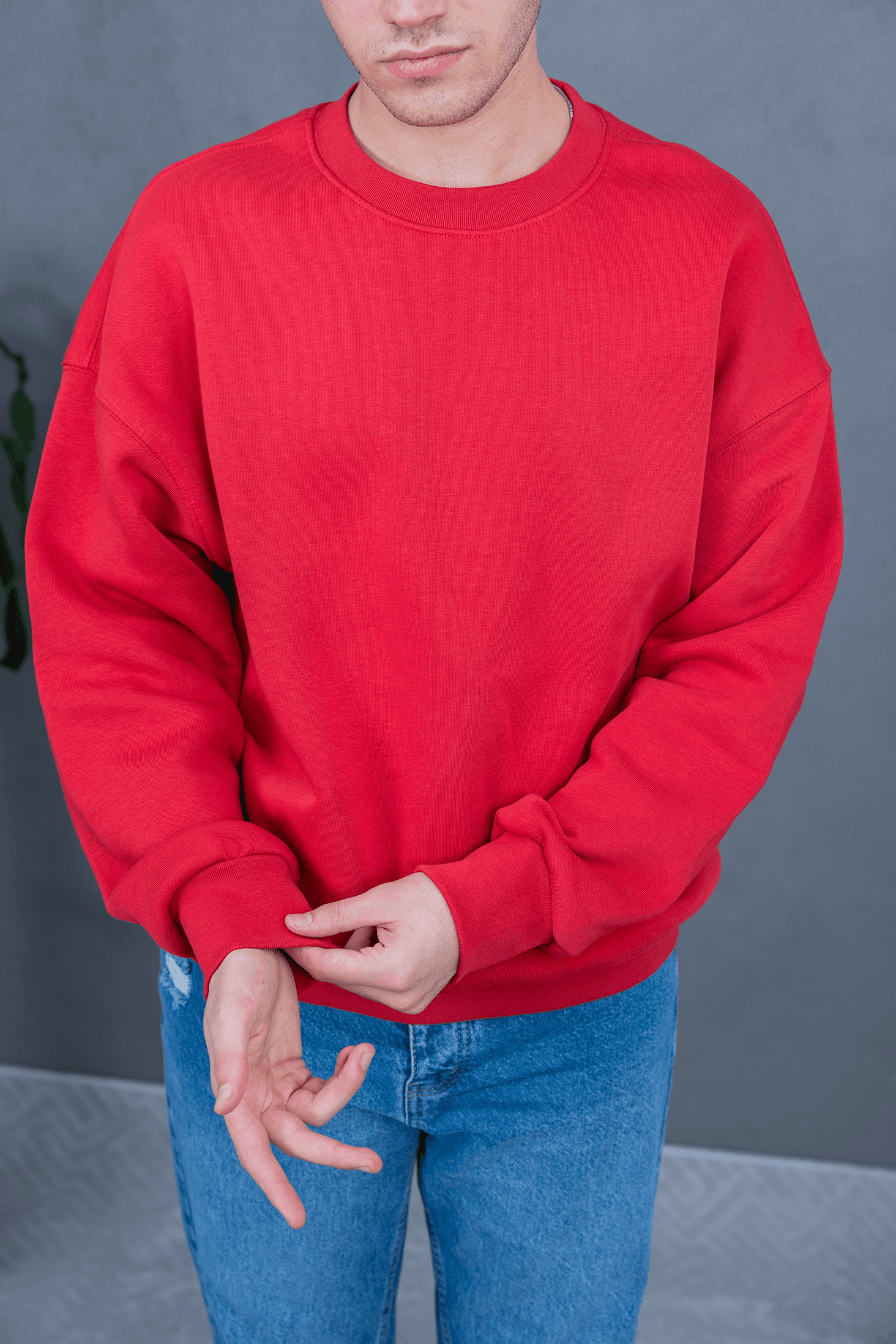 Basic Oversize Sweatshirt - Kırmızı