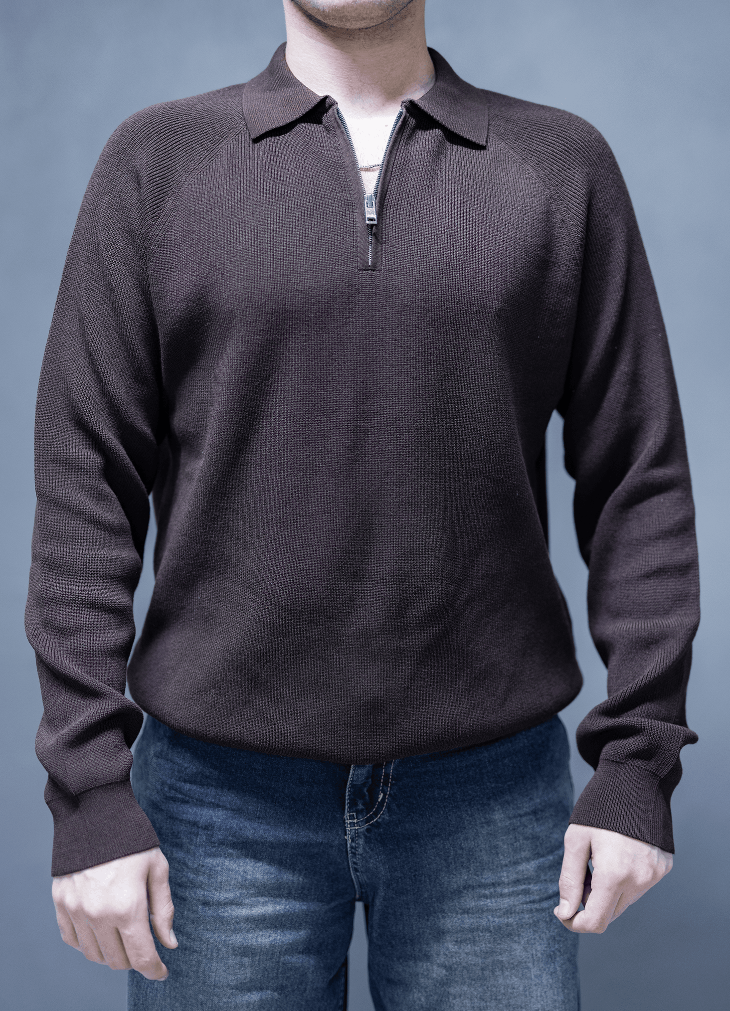 Fermuarlı Kahverengi Sweatshirt