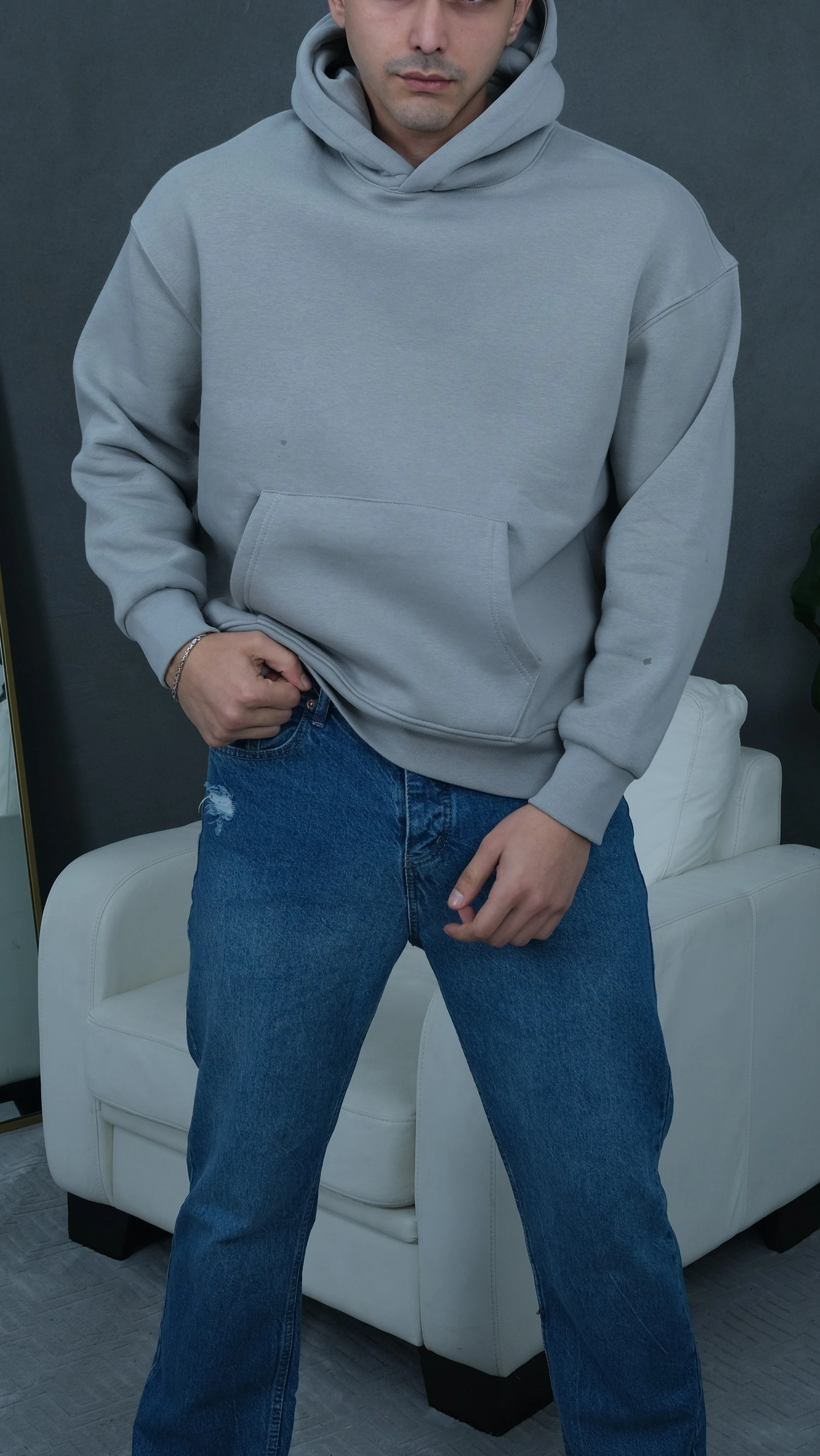 Üst Düzey Kalite 3 İplik Şardonlu Basic Sweat - Gri