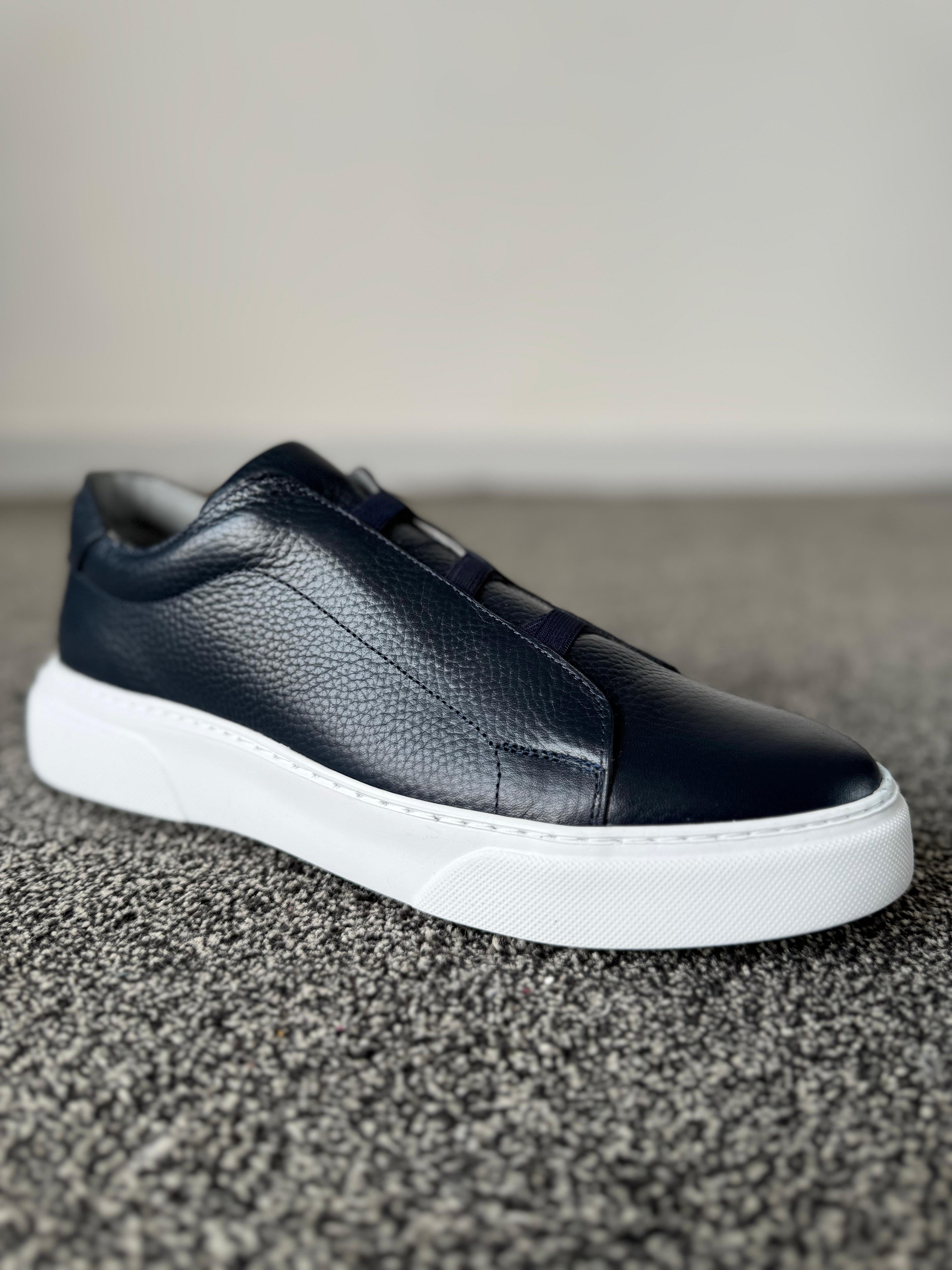 Hakiki Deri Eva Taban Yazlık Sneaker - Lacivert