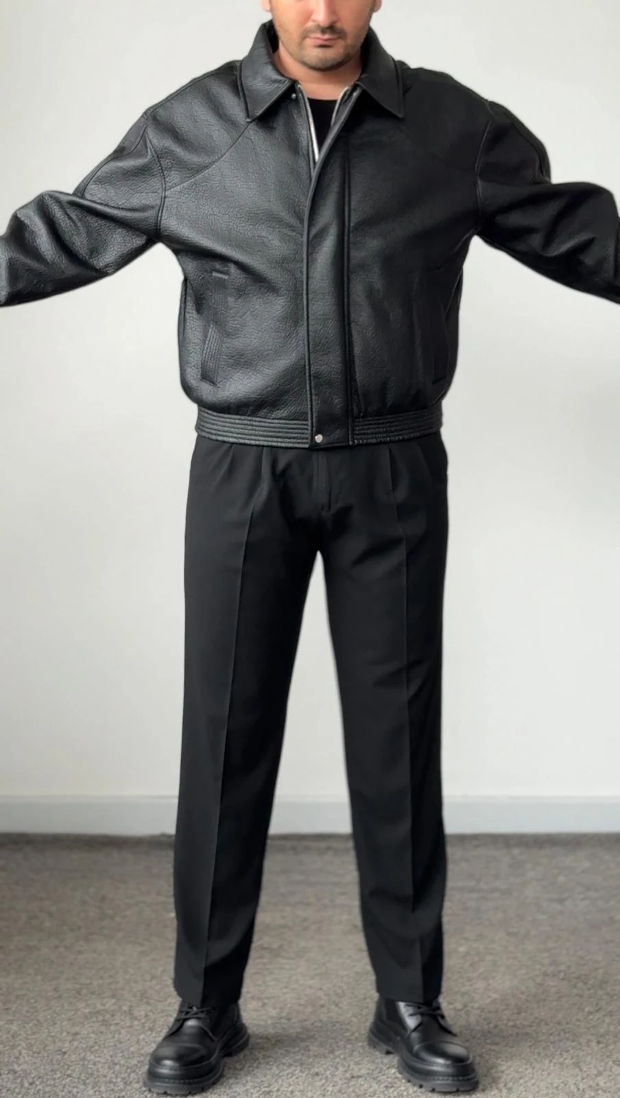 KOMBİN Deri Ceket+Pantolon+Tişört (Kemer Hediyeli)