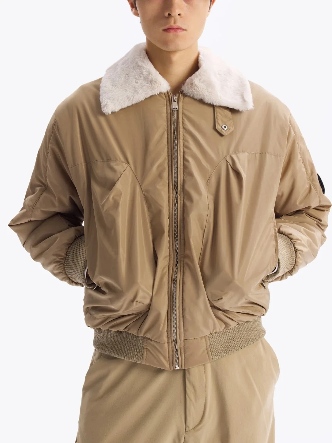 Üst Düzey Kalite Yakası Pamuklu Mont (Sınırlı Sayıda) - Krem