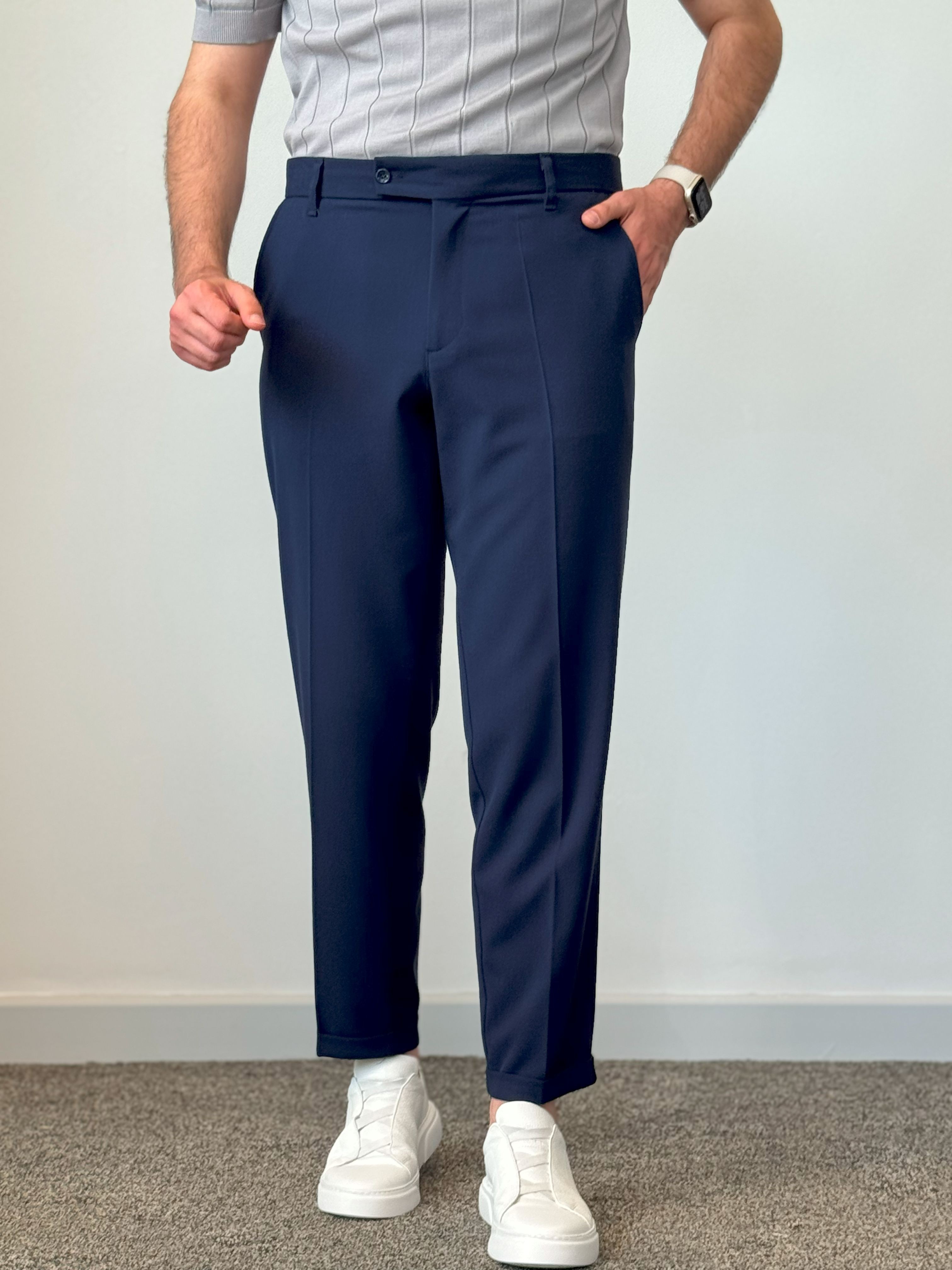 Double Paça Premium Kalite Kumaş Pantolon - Lacivert