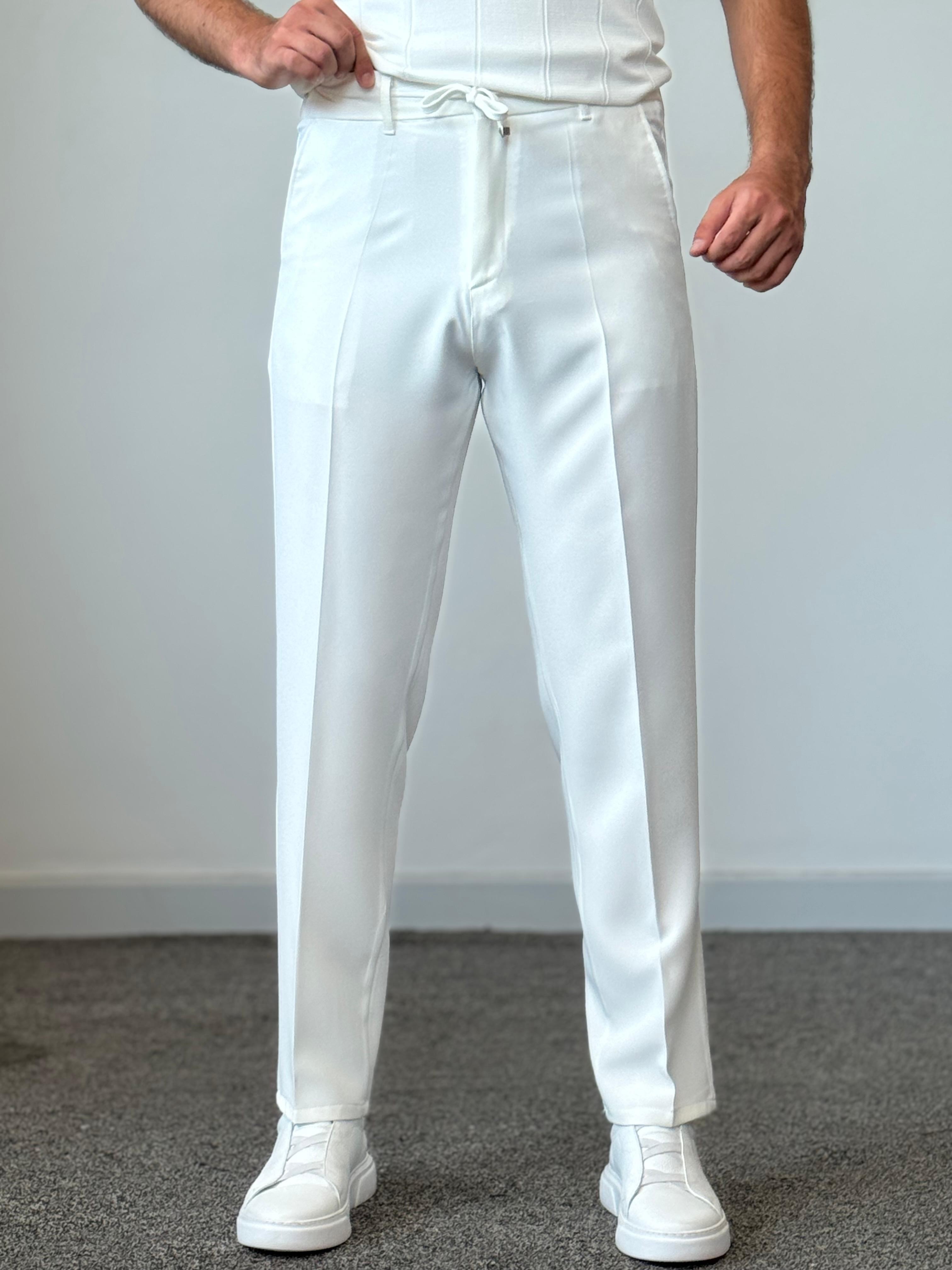Yüksek Kalite Olimpus Kumaş Regular Fit Pantolon - Beyaz