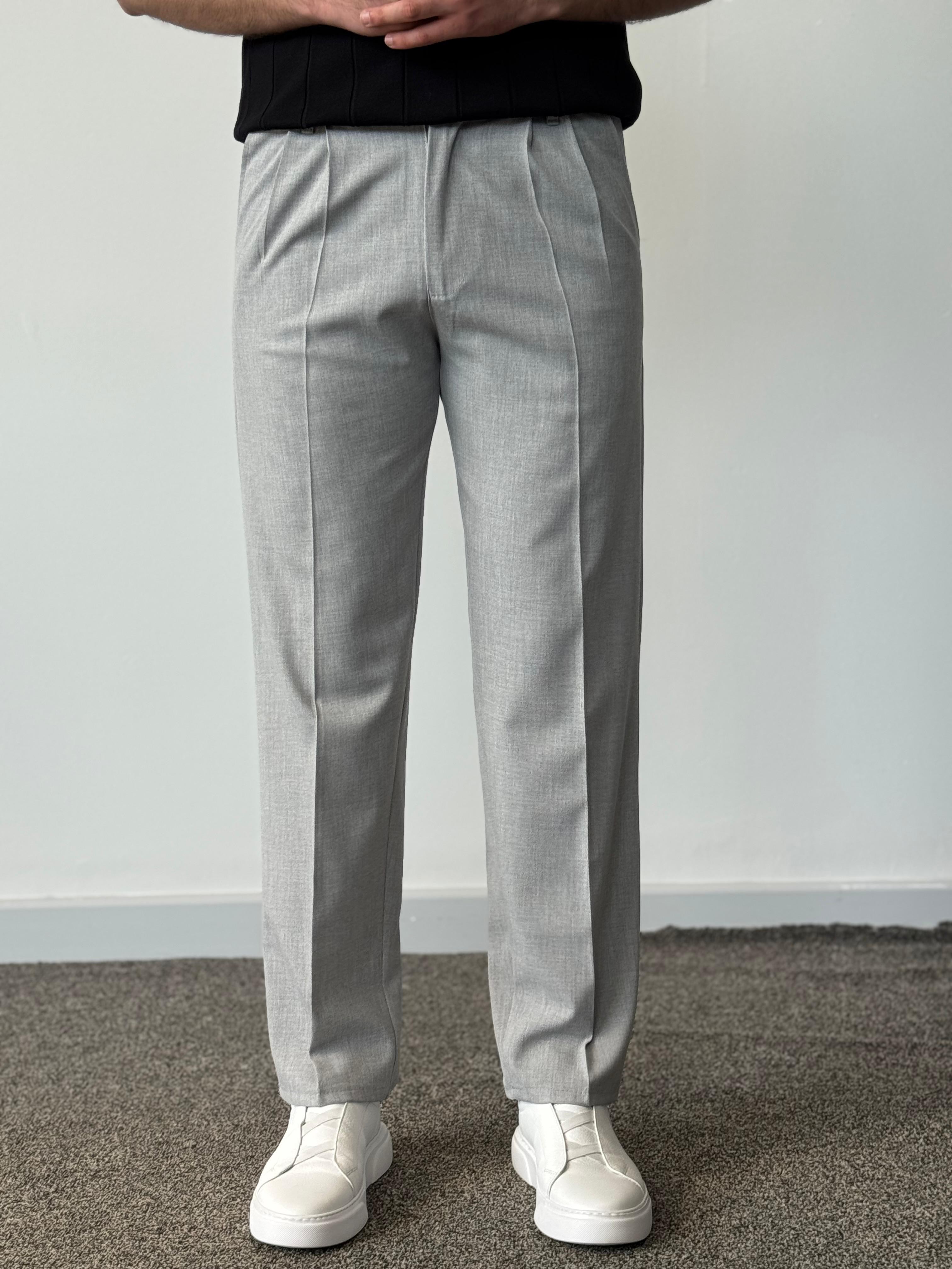 Premium Kalite Baggy Kumaş Pantolon - Gri
