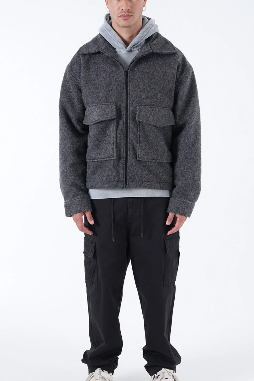 Üst Düzey Kumaş Kalitesi Yünlü Oversize Ceket - Antrasit