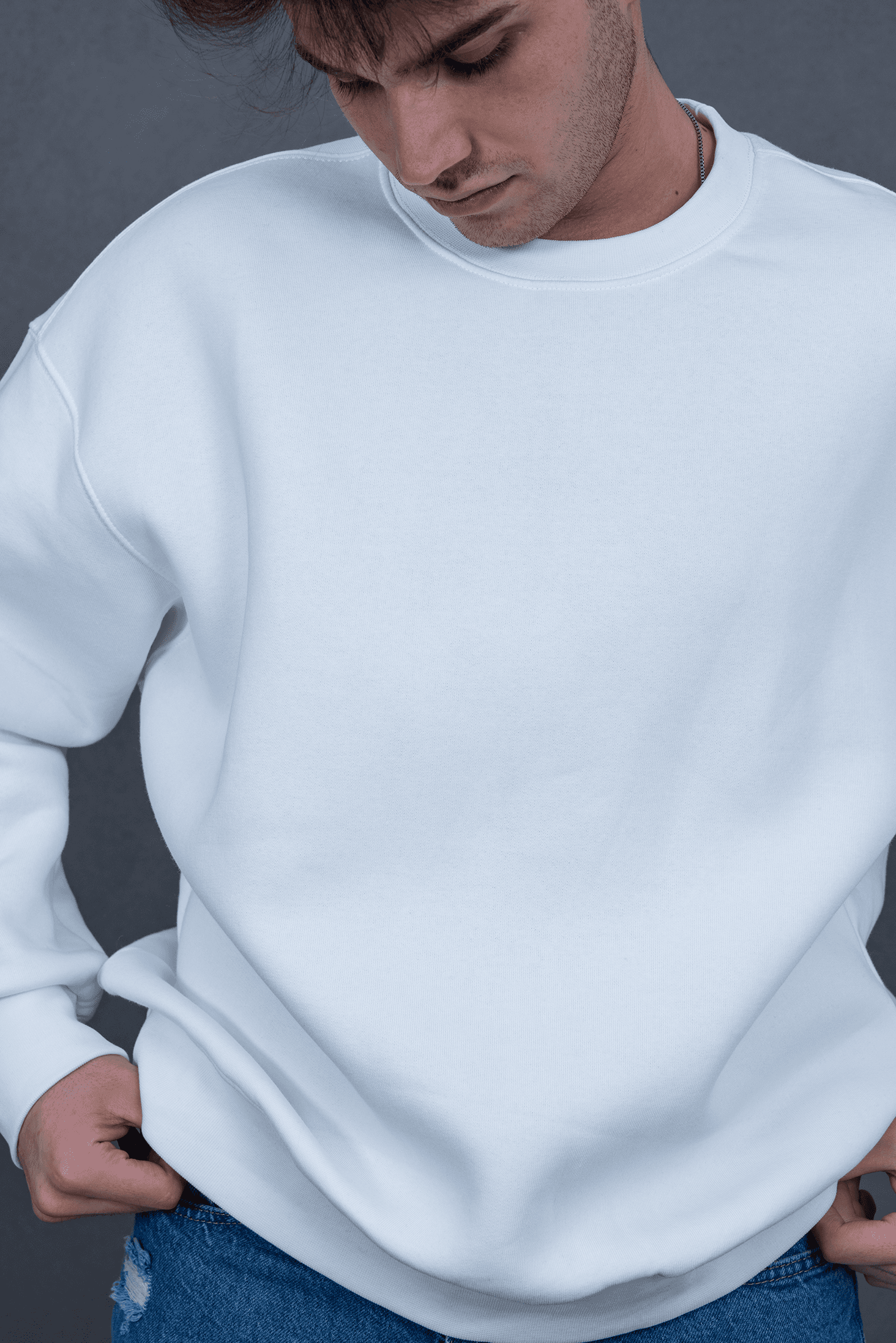 Basic Oversize Sweatshirt - Beyaz