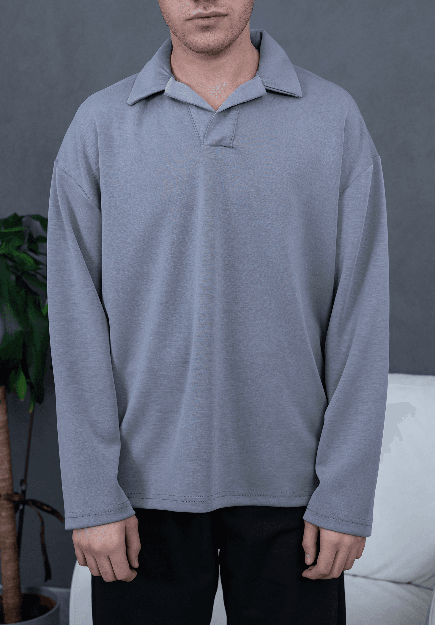 Premium Oysho Kumaş Polo Yaka Sweatshirt