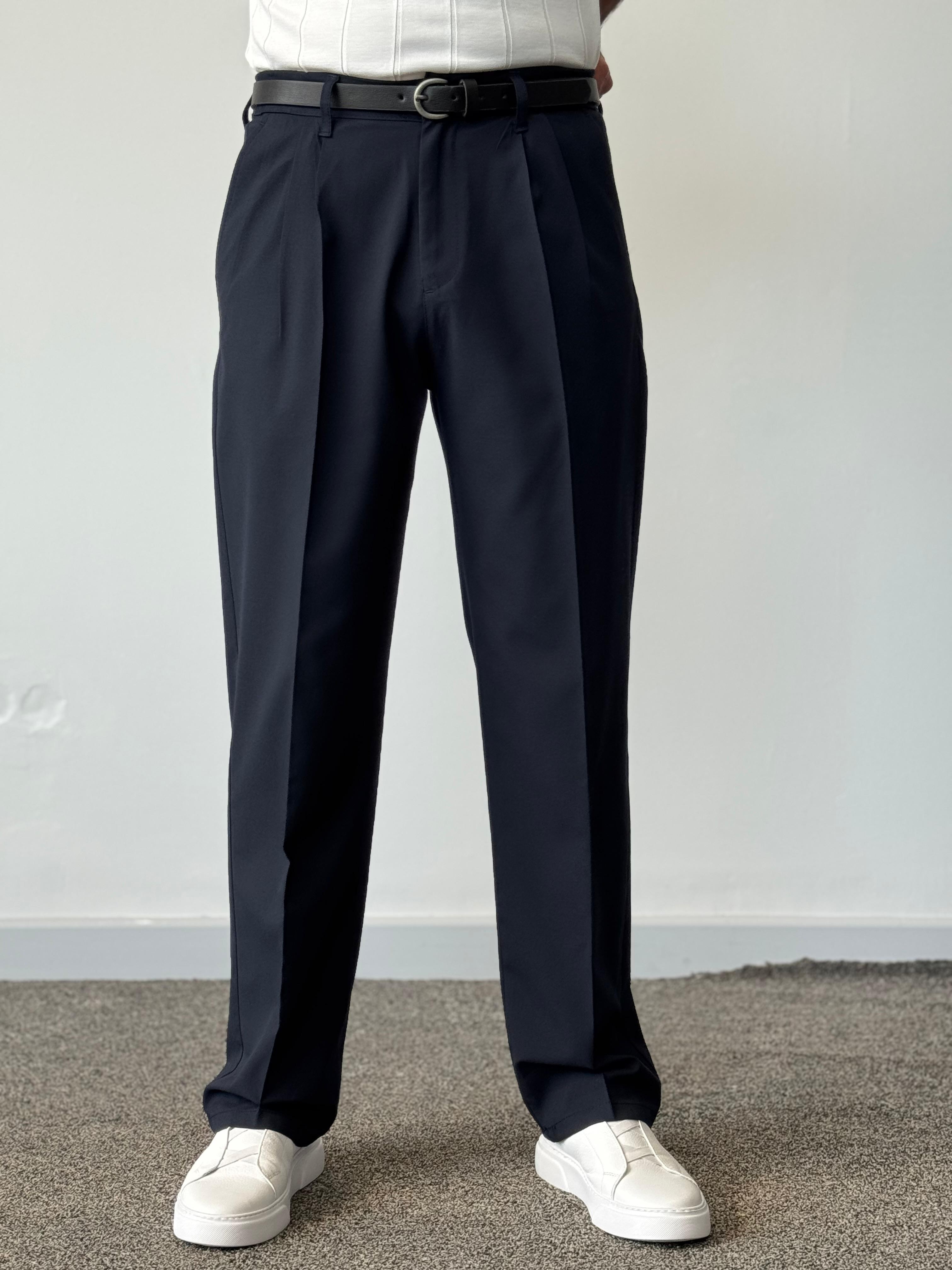 Premium Kalite Baggy Kumaş Pantolon - Lacivert