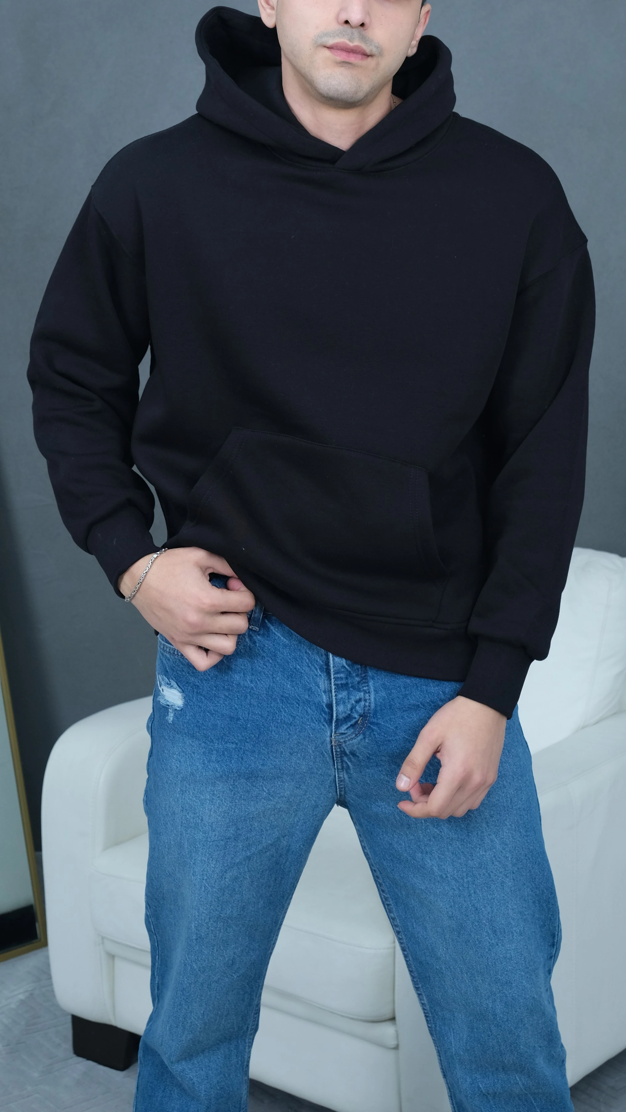 Üst Düzey Kalite 3 İplik Şardonlu Basic Sweat - Siyah