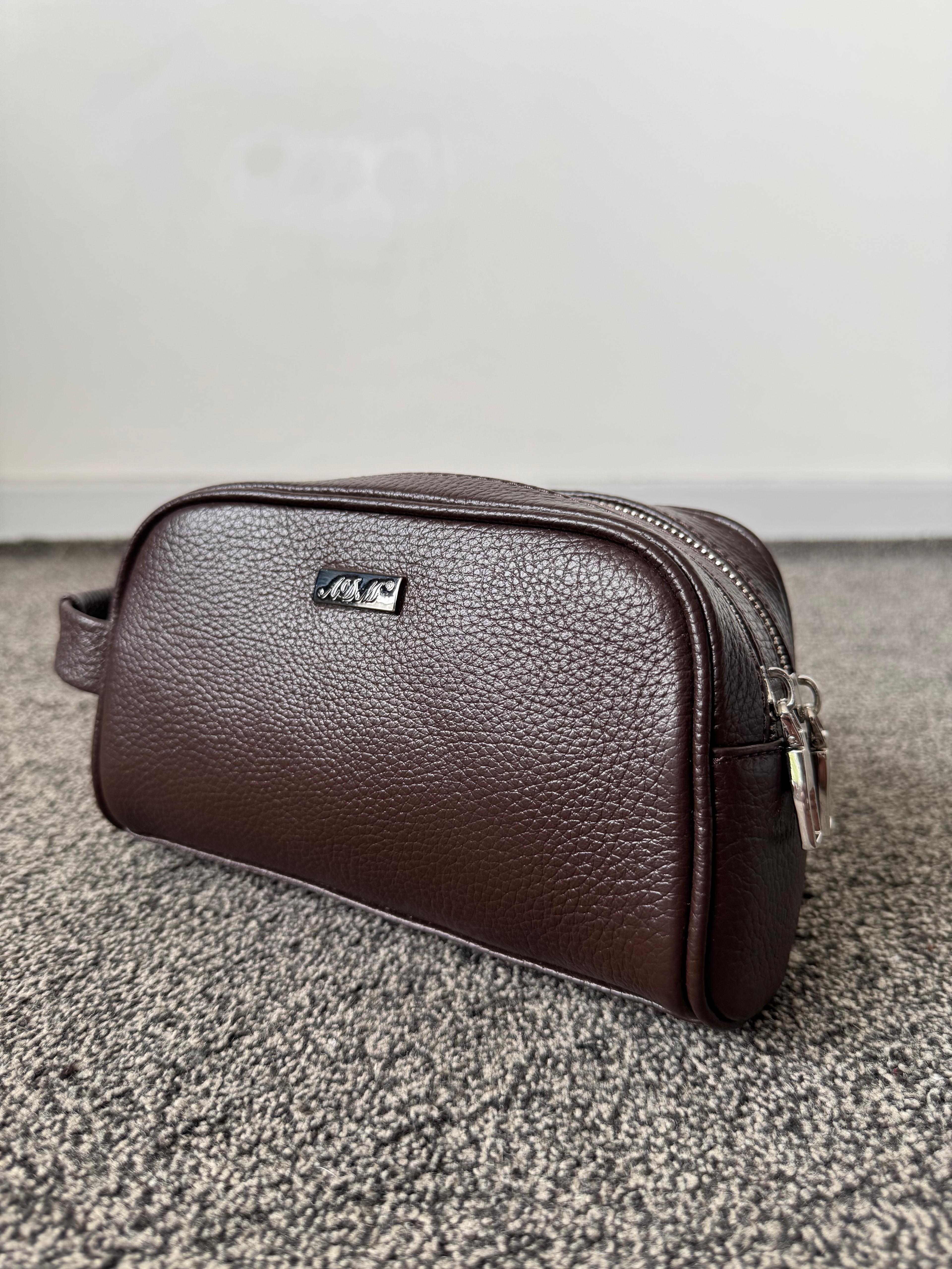 HAKİKİ DANA DERİ ÖZEL İŞÇİLİK PREMİUM KALİTE  ÇİFT FERMUARLI ÇANTA - Kahve