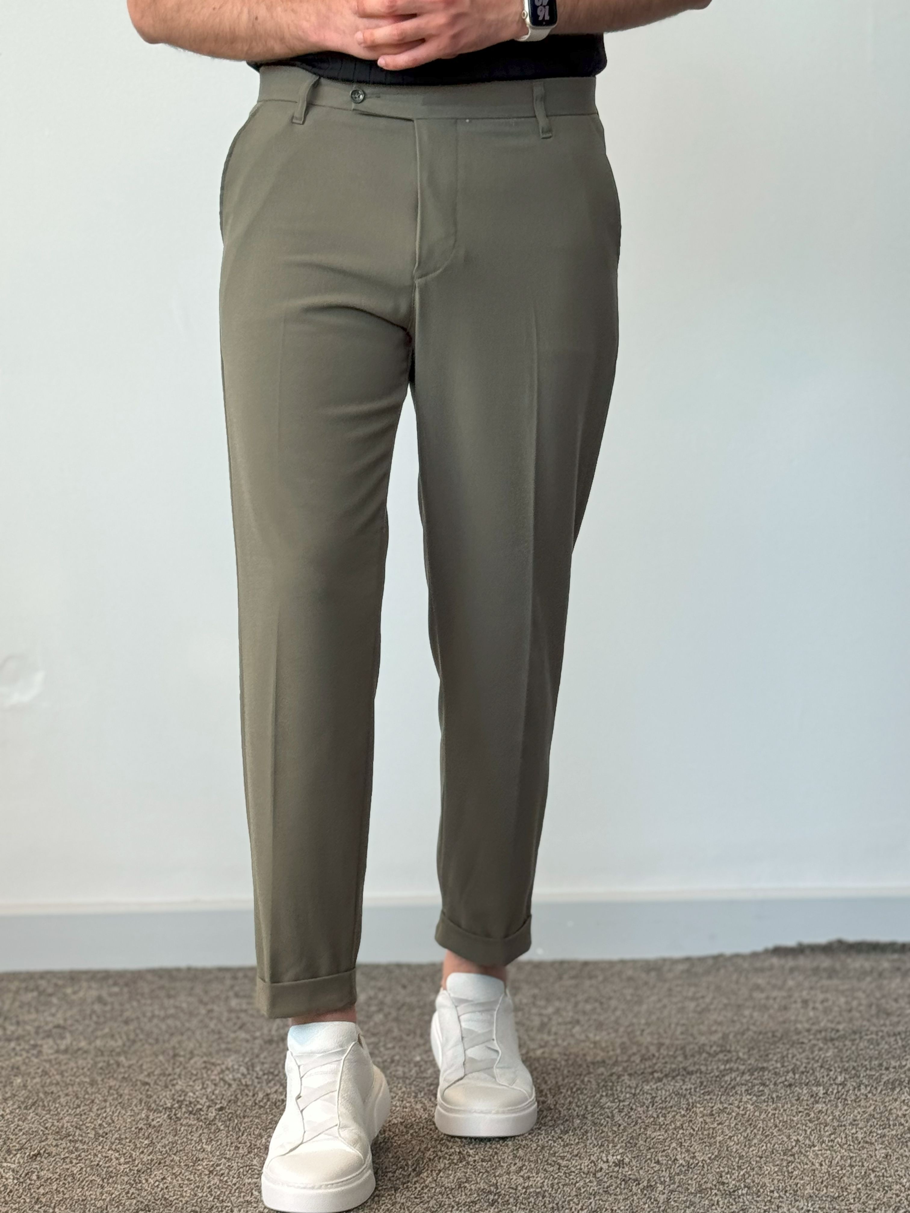 Double Paça Premium Kalite Kumaş Pantolon - Yeşil