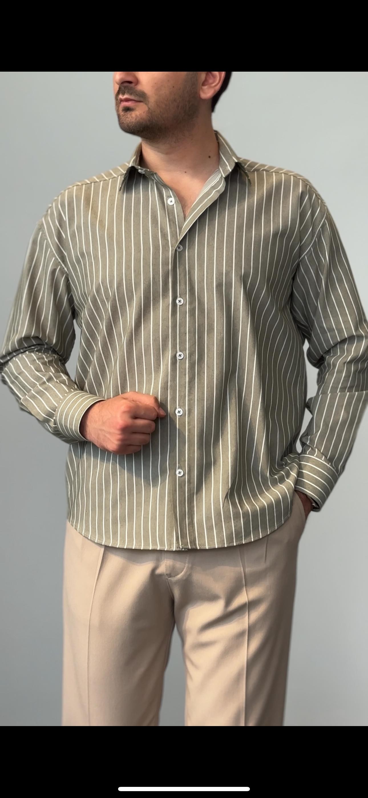 Premium Kalite Çizgili Oversize Gömlek