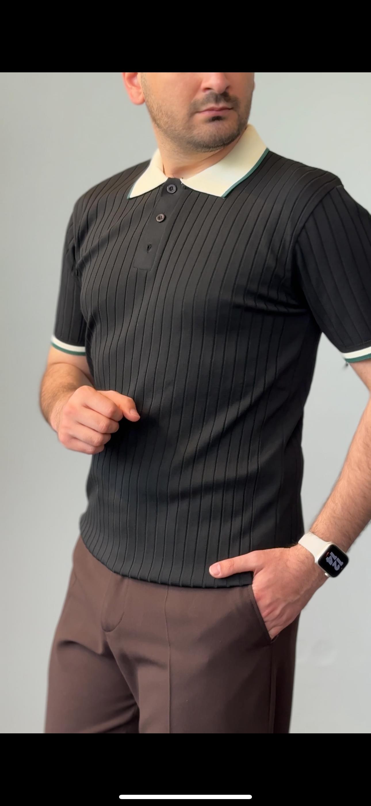 Premium Kalite Çizgili Polo Yaka Triko