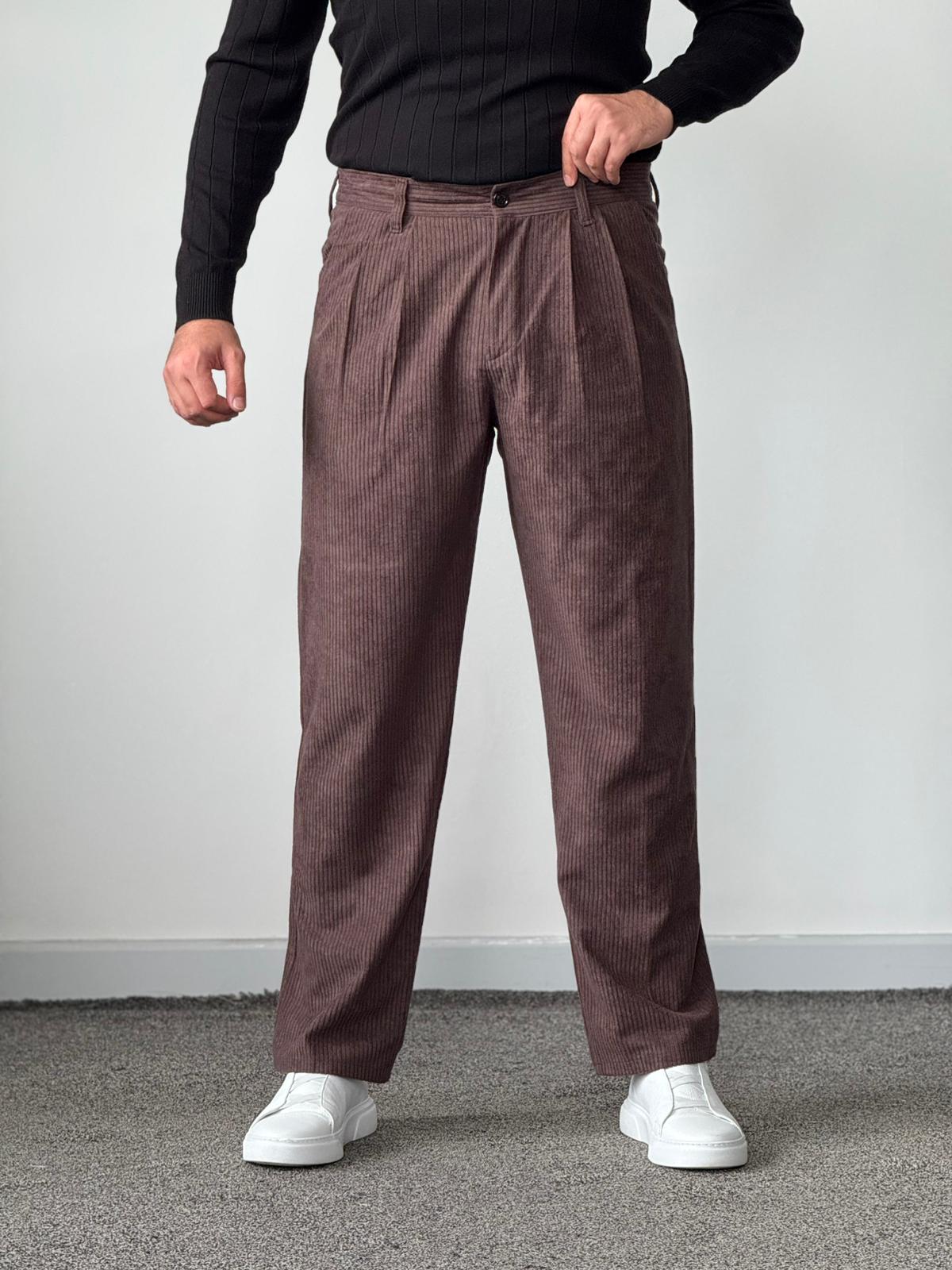 Premium Kalite Baggy Kadife Pantolon - Acı Kahve
