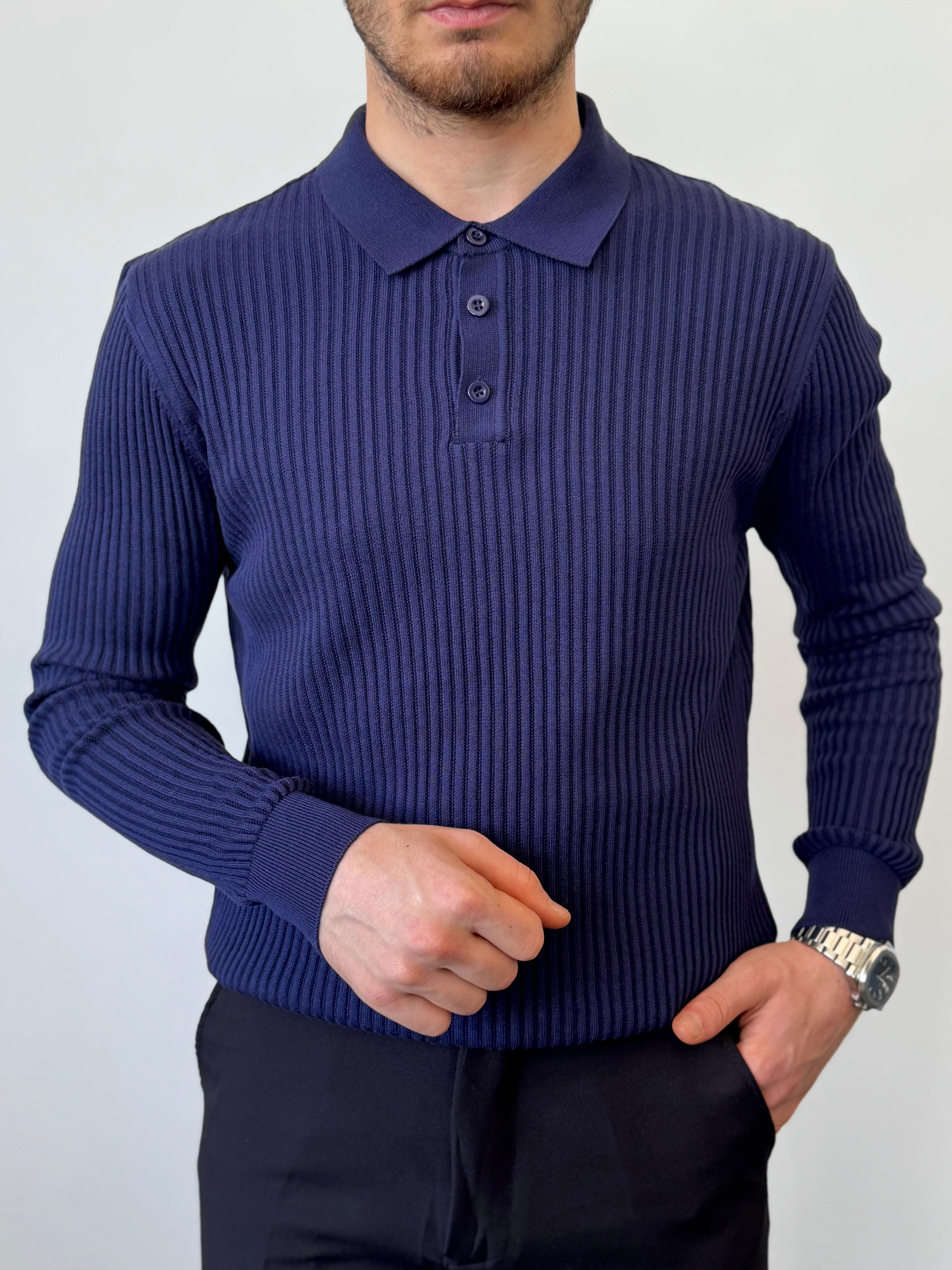 Üst Düzey Kumaş Kalitesi Polo Yaka Regular Fit Old Money Triko - Lacivert