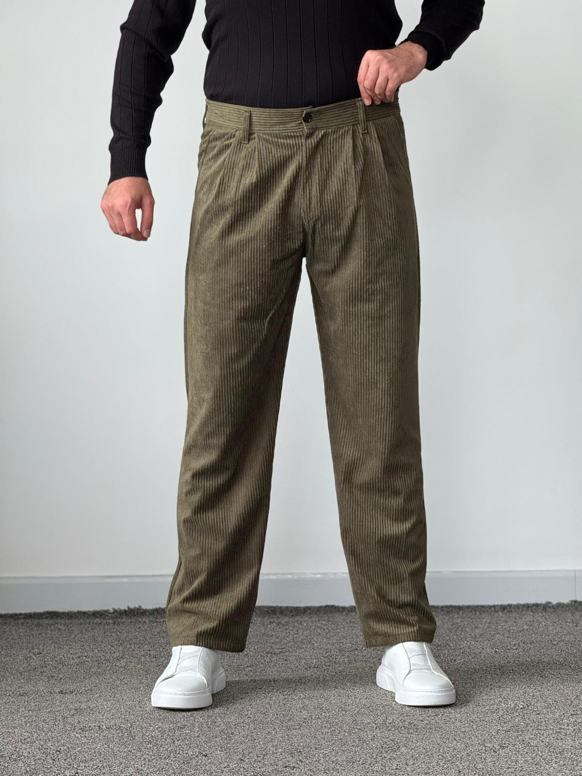 Premium Kalite Baggy Kadife Pantolon - Yeşil