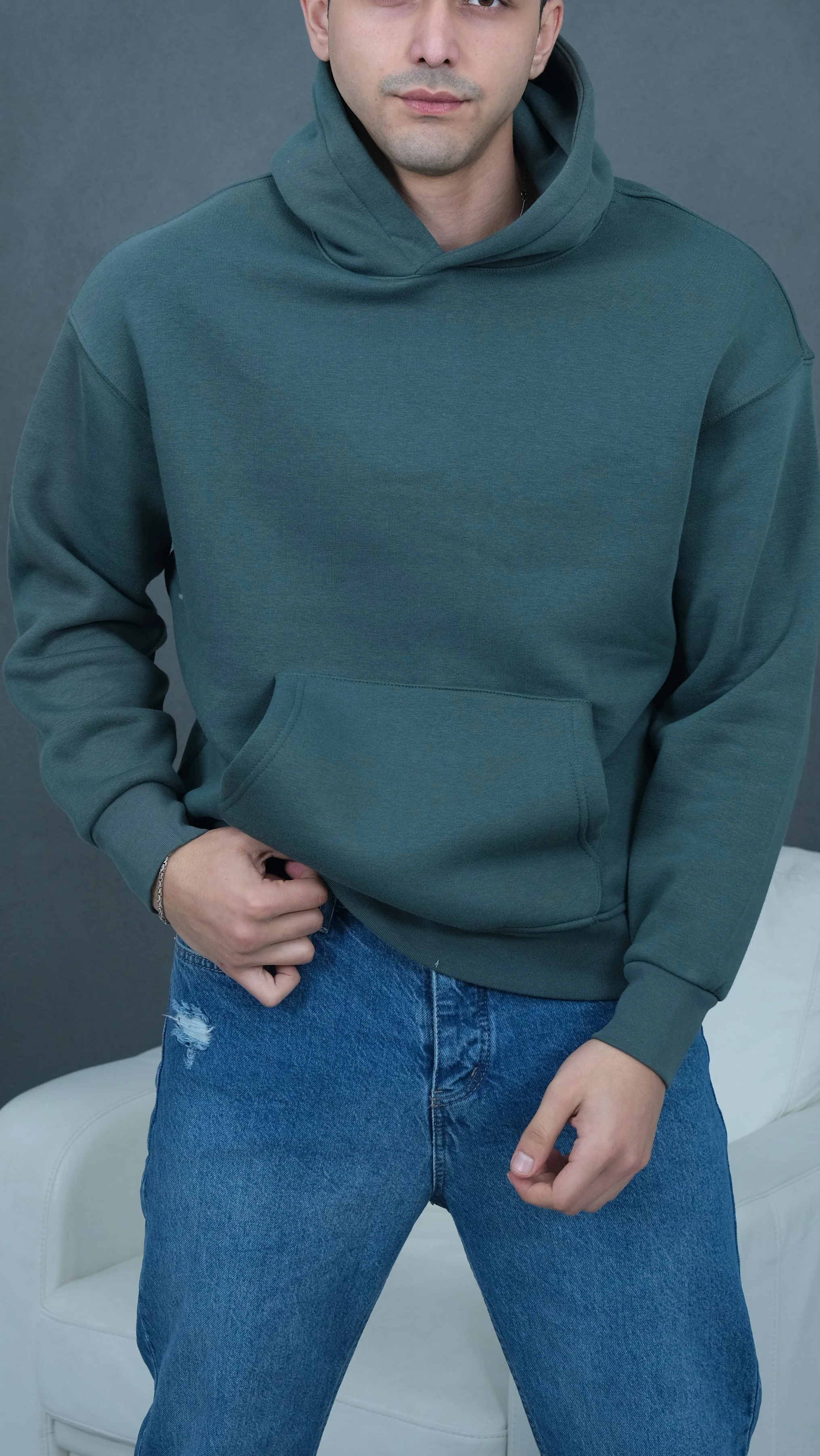 Üst Düzey Kalite 3 İplik Şardonlu Basic Sweat - Yeşil