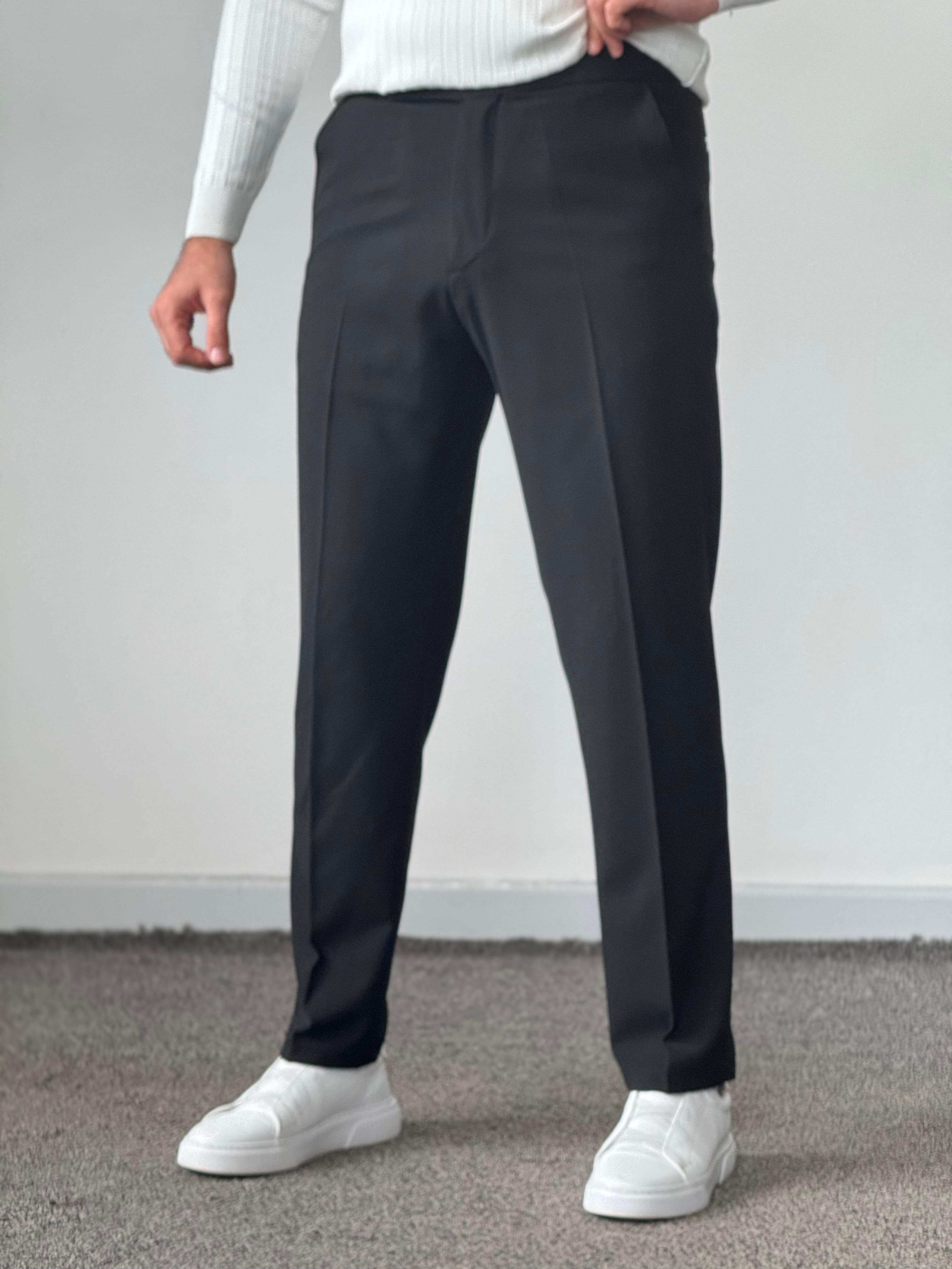 Premium Kalite Çift Tokalı Regular Fit Kumaş Pantolon