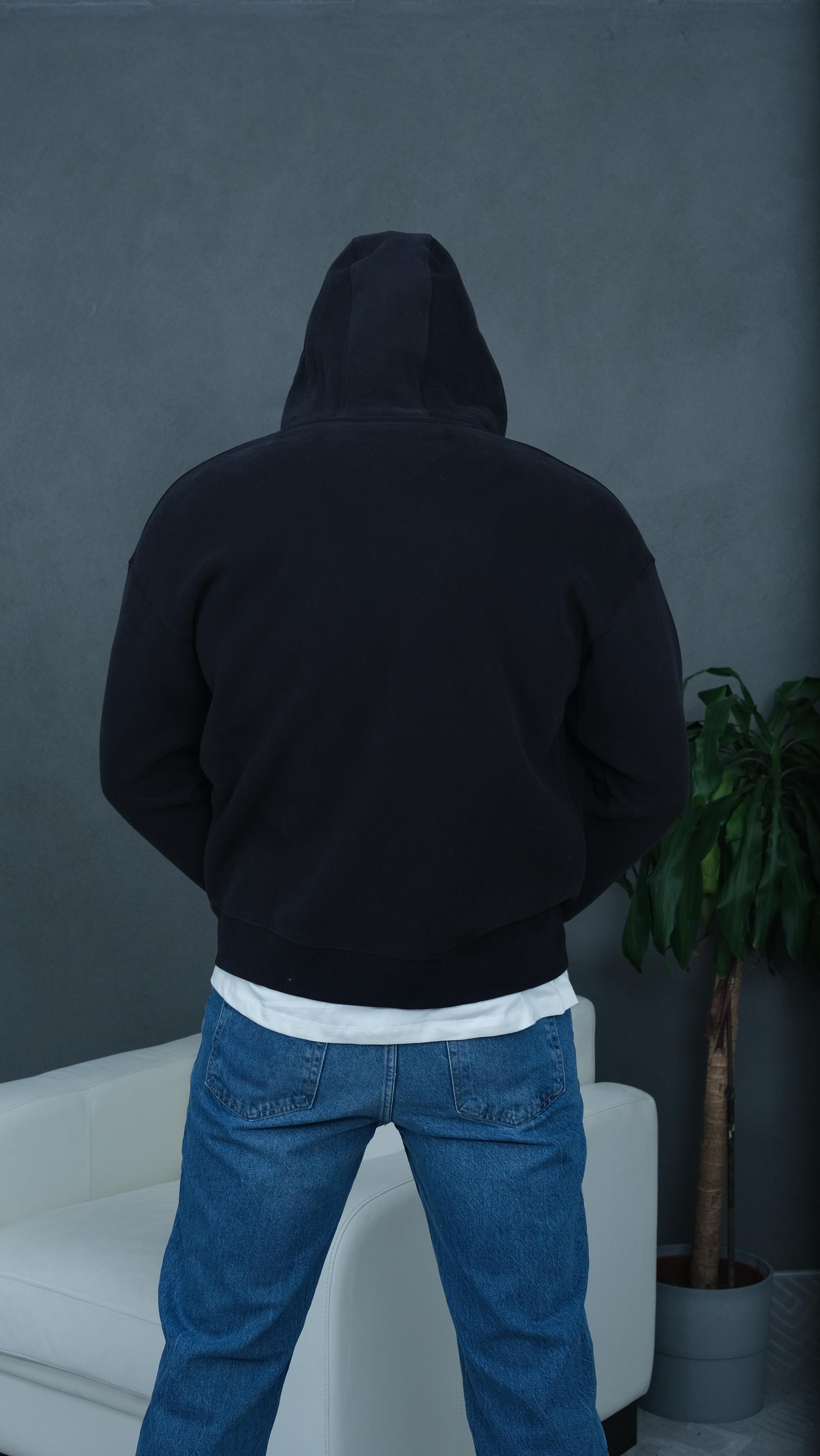 Basic Yıkamalı Fermuarlı Hoodie