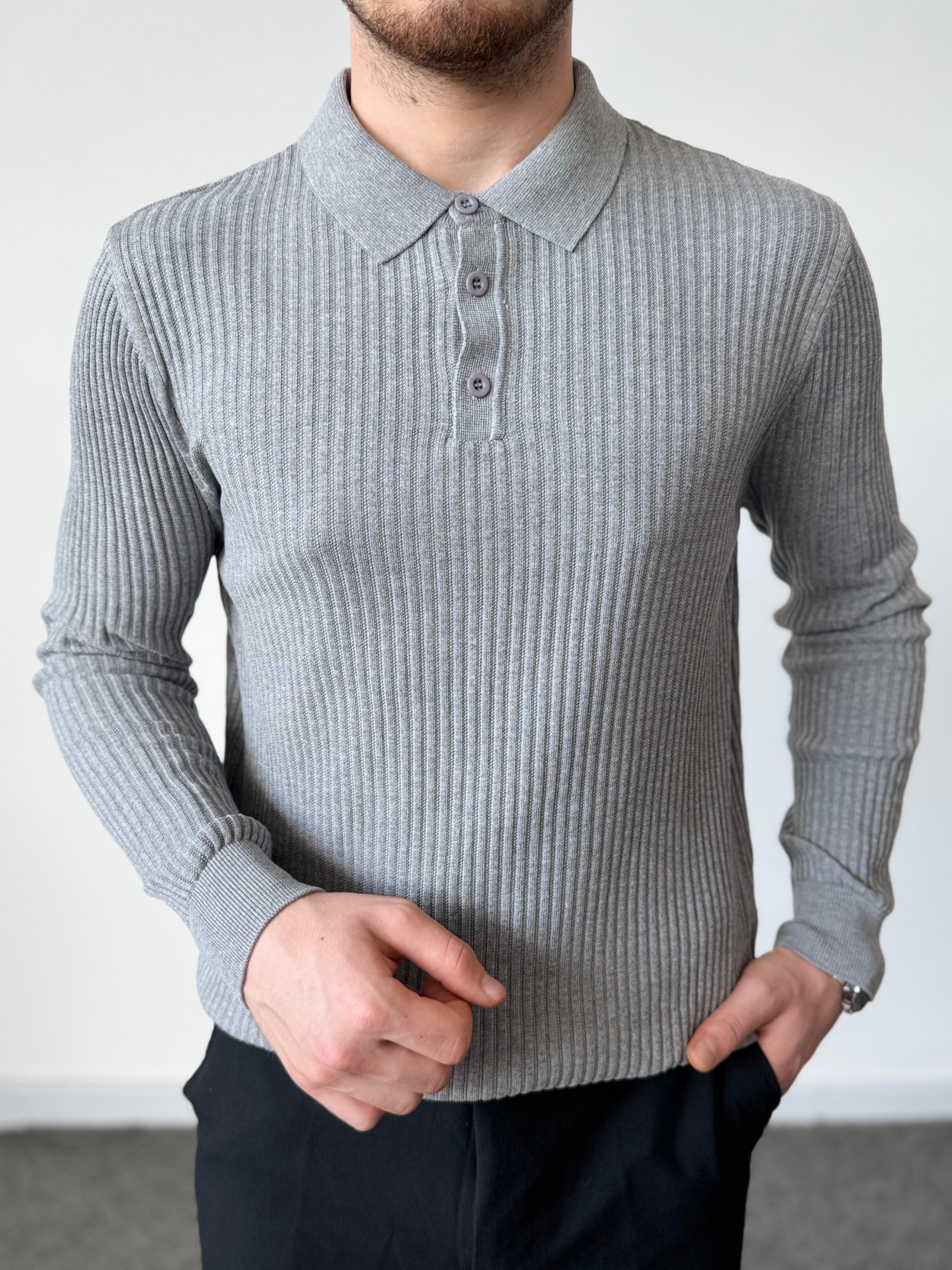 Üst Düzey Kumaş Kalitesi Polo Yaka Regular Fit Old Money Triko - Gri