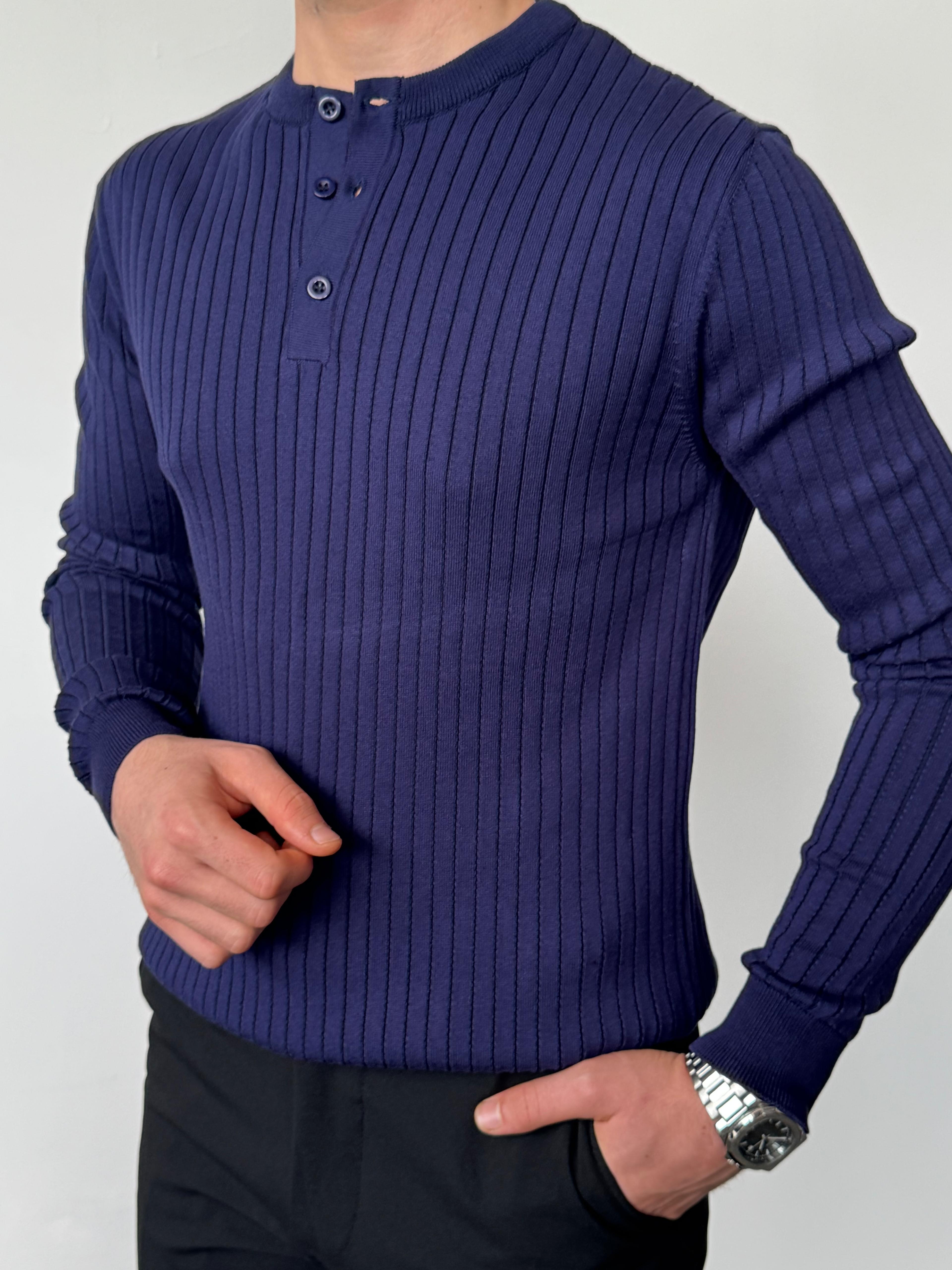 Üst Düzey Kumaş Kalitesi Çizgili Düğmeli Sweat