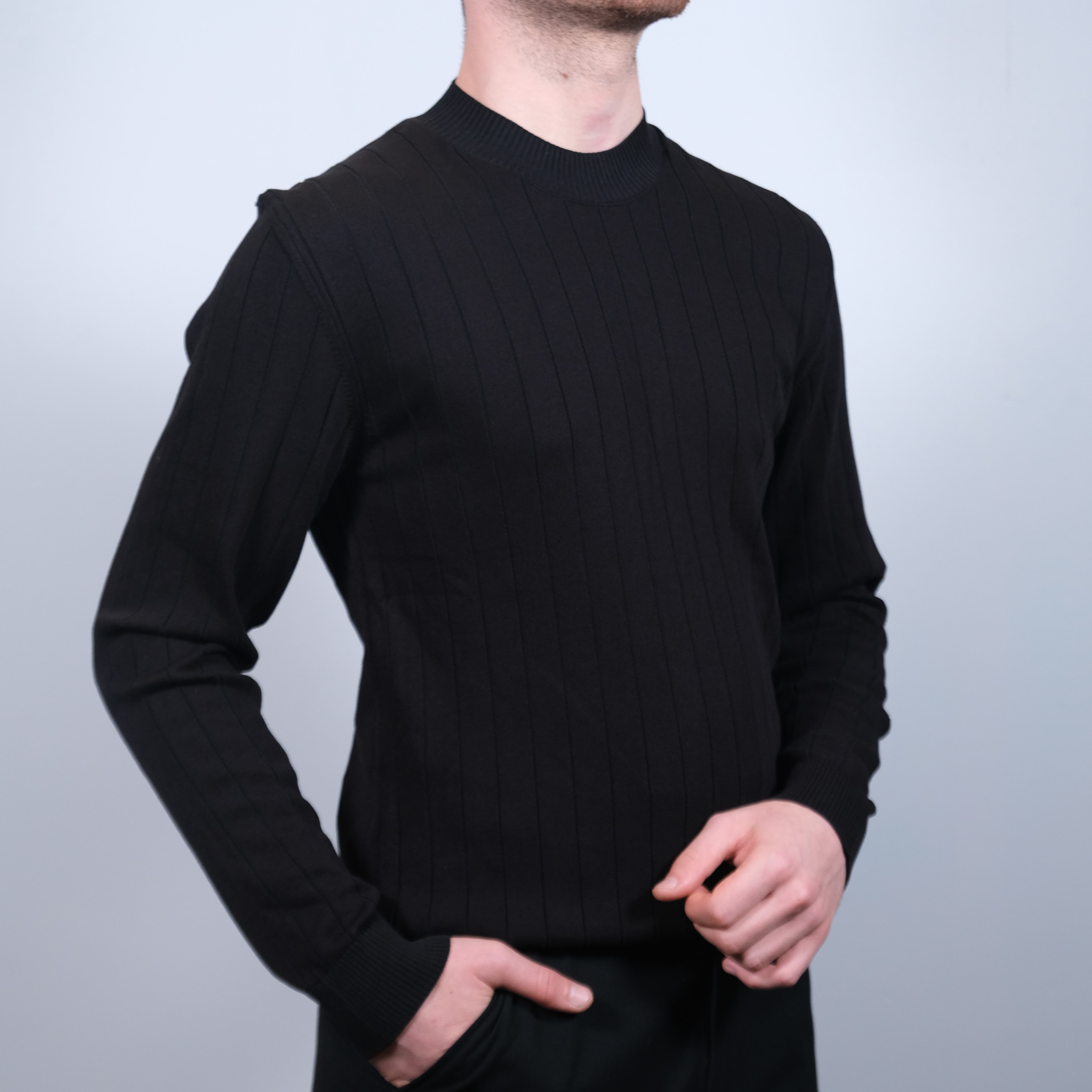 Premium Kalite Bisiklet Yaka Çizgili Sweat