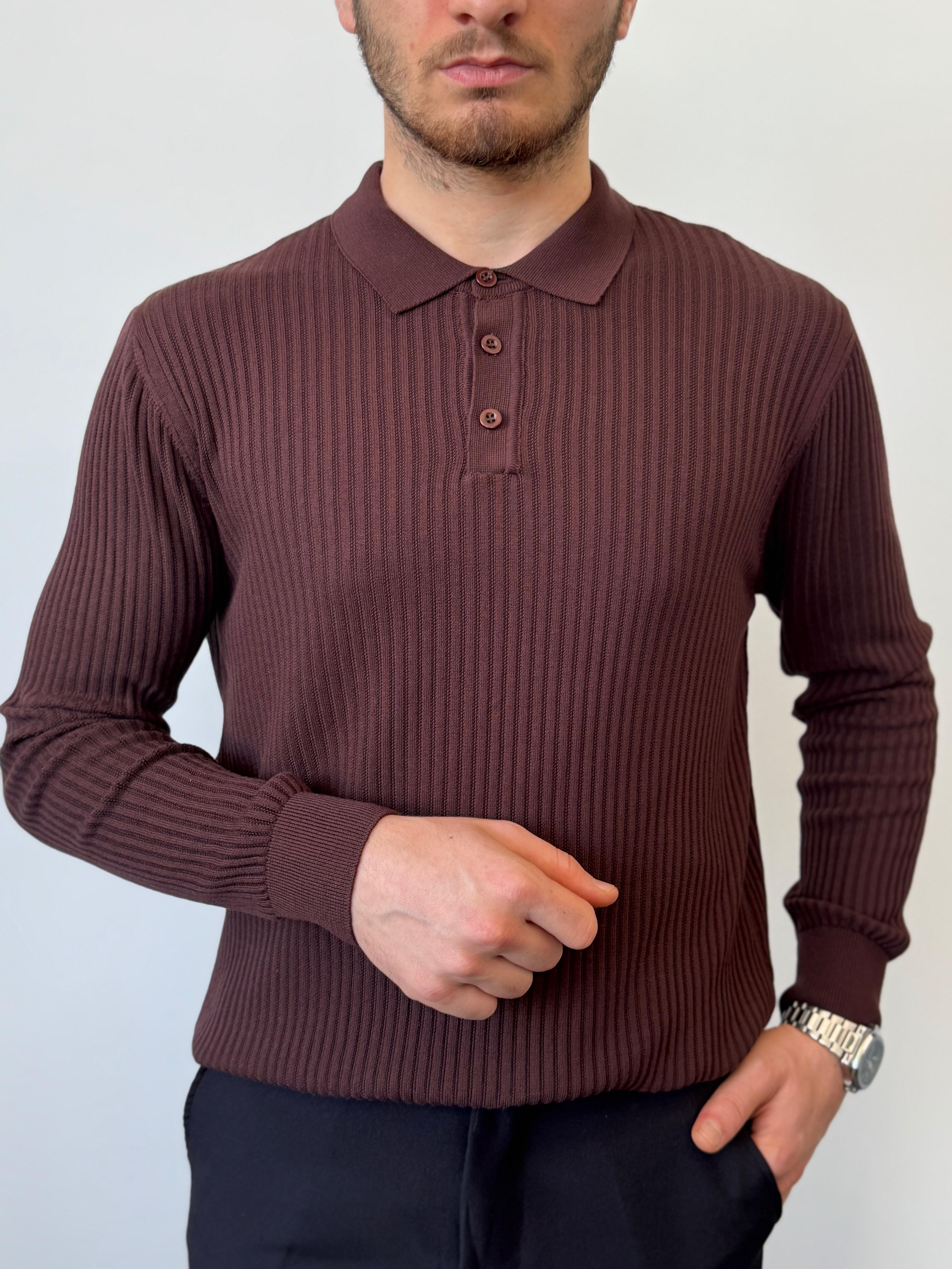 Üst Düzey Kumaş Kalitesi Polo Yaka Regular Fit Old Money Triko - Acı Kahve