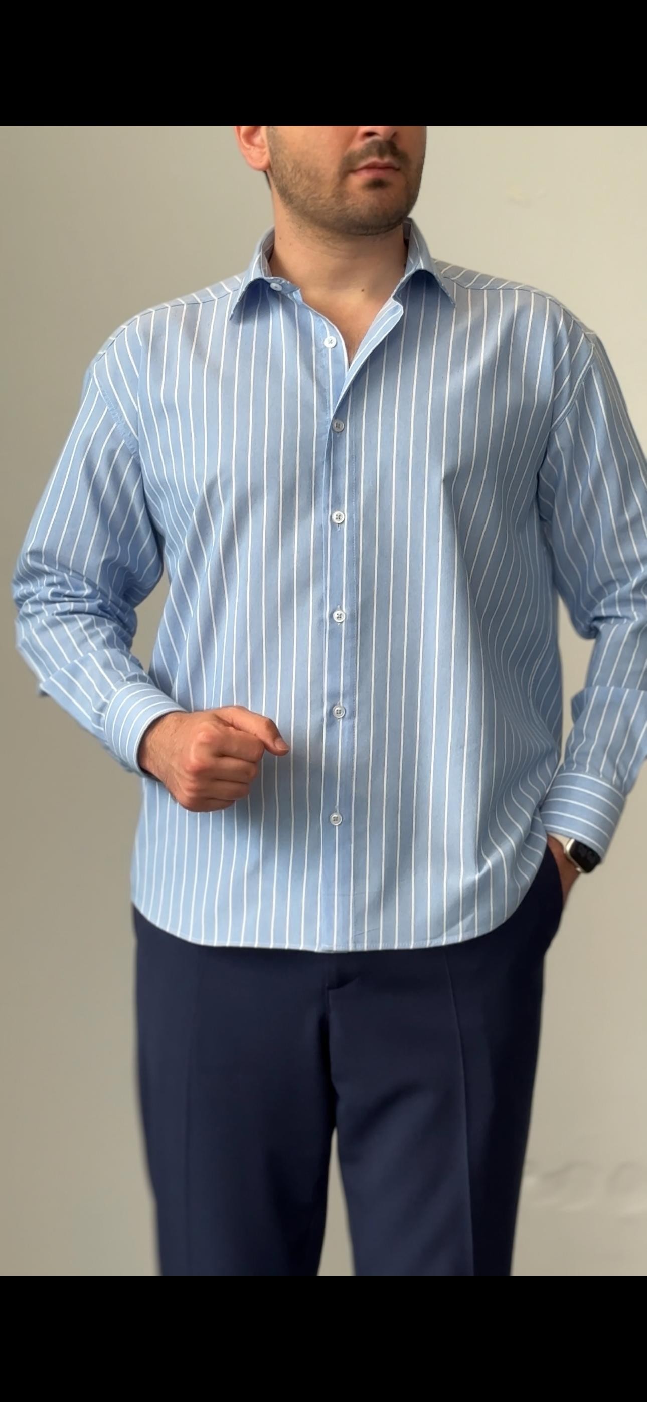 Premium Kalite Çizgili Oversize Gömlek
