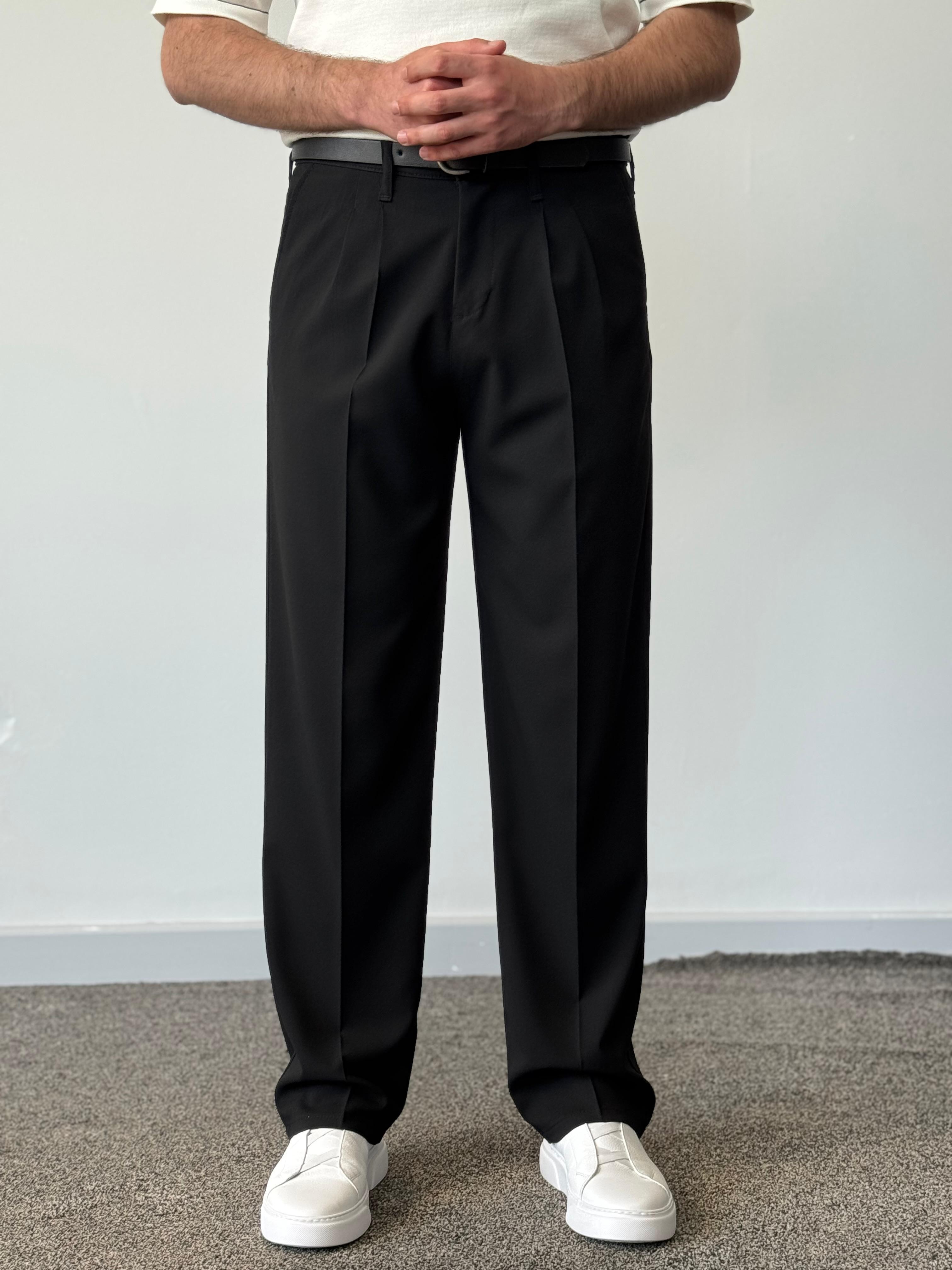 Premium Kalite Baggy Kumaş Pantolon - Siyah