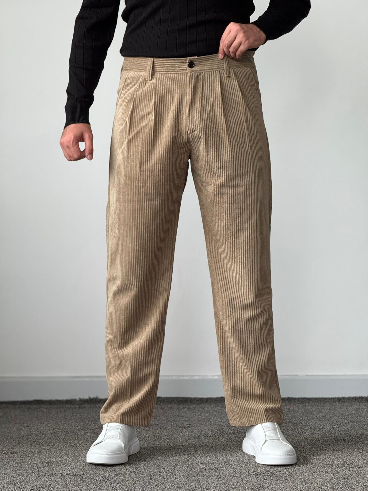 Premium Kalite Baggy Kadife Pantolon - sütlü kahve