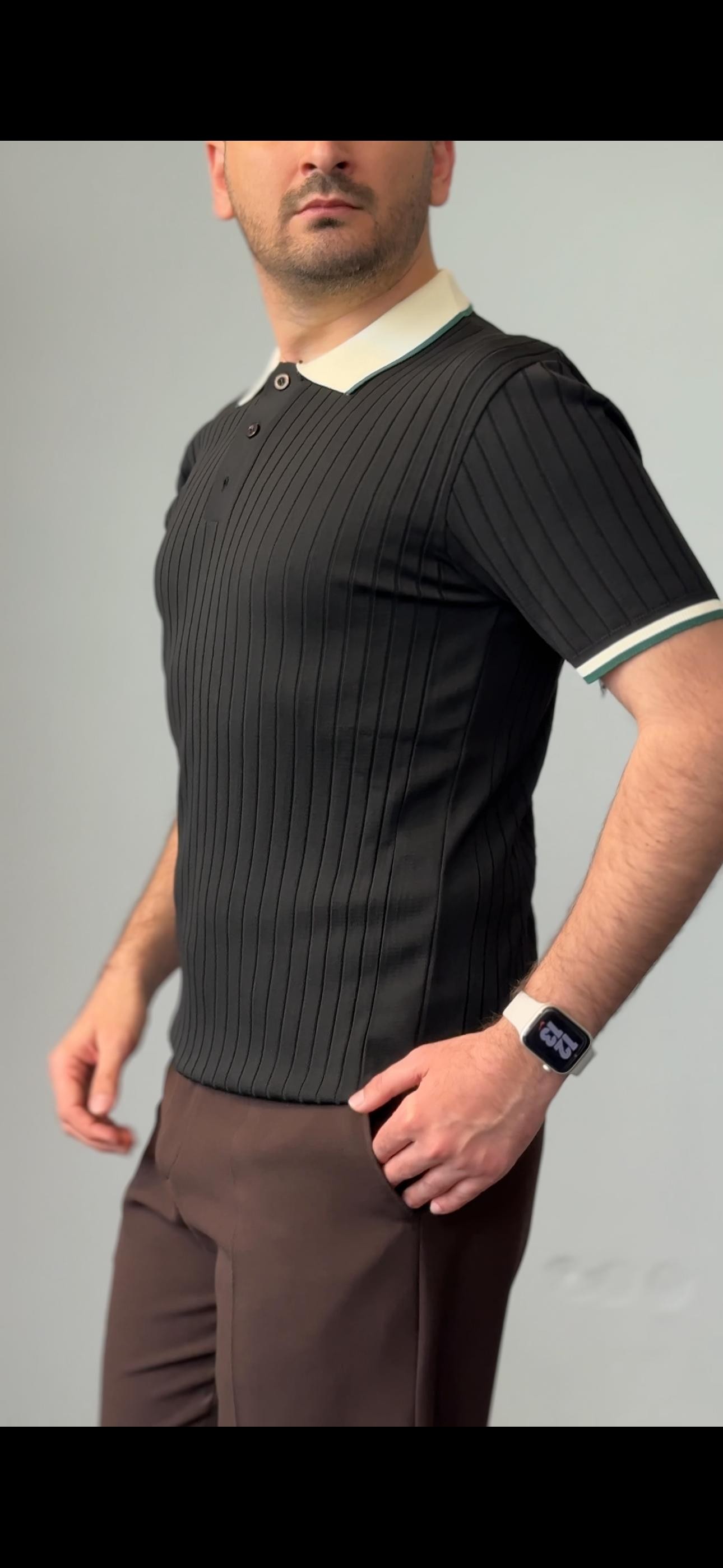 Premium Kalite Çizgili Polo Yaka Triko