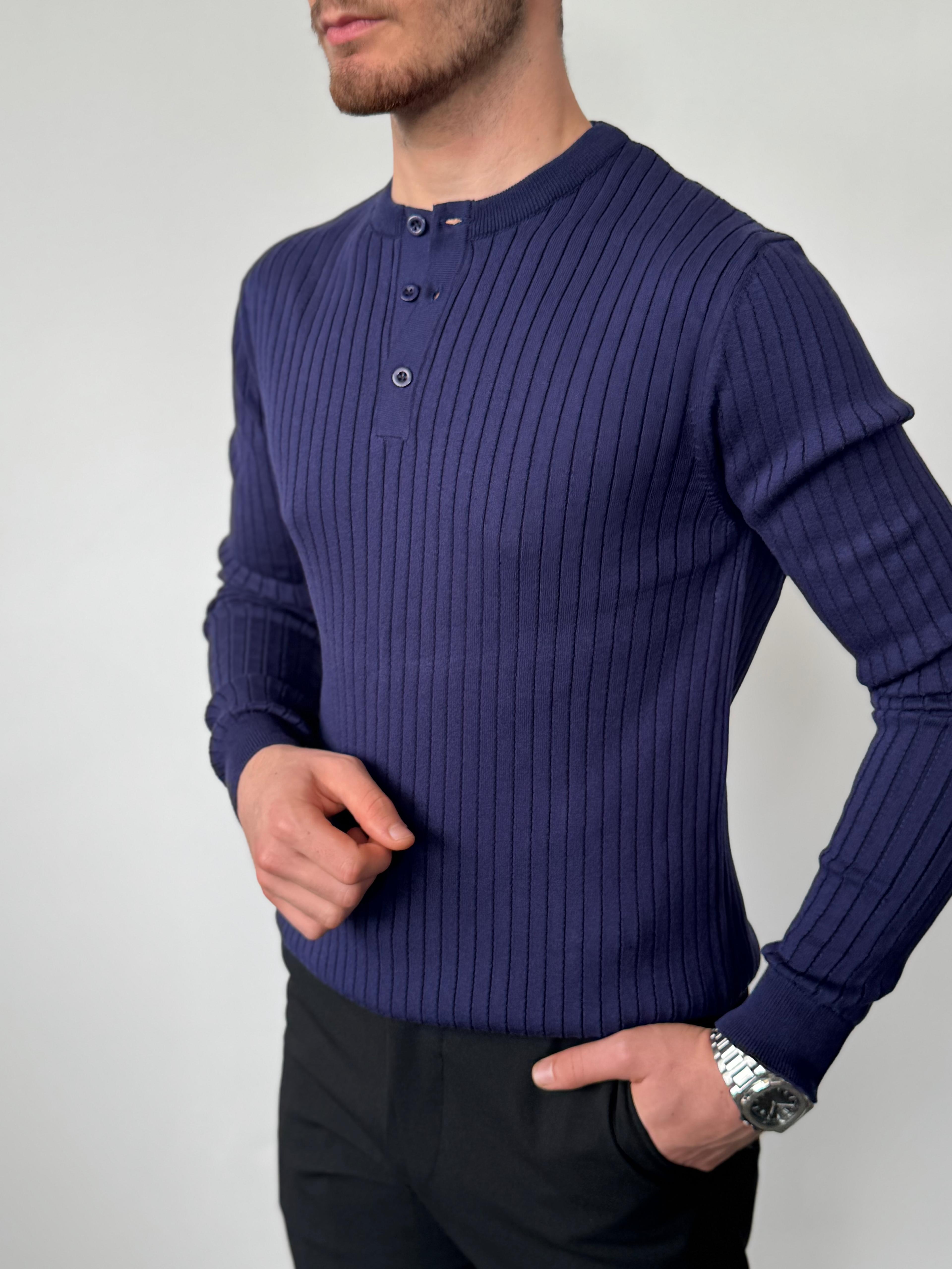 Üst Düzey Kumaş Kalitesi Çizgili Düğmeli Sweat