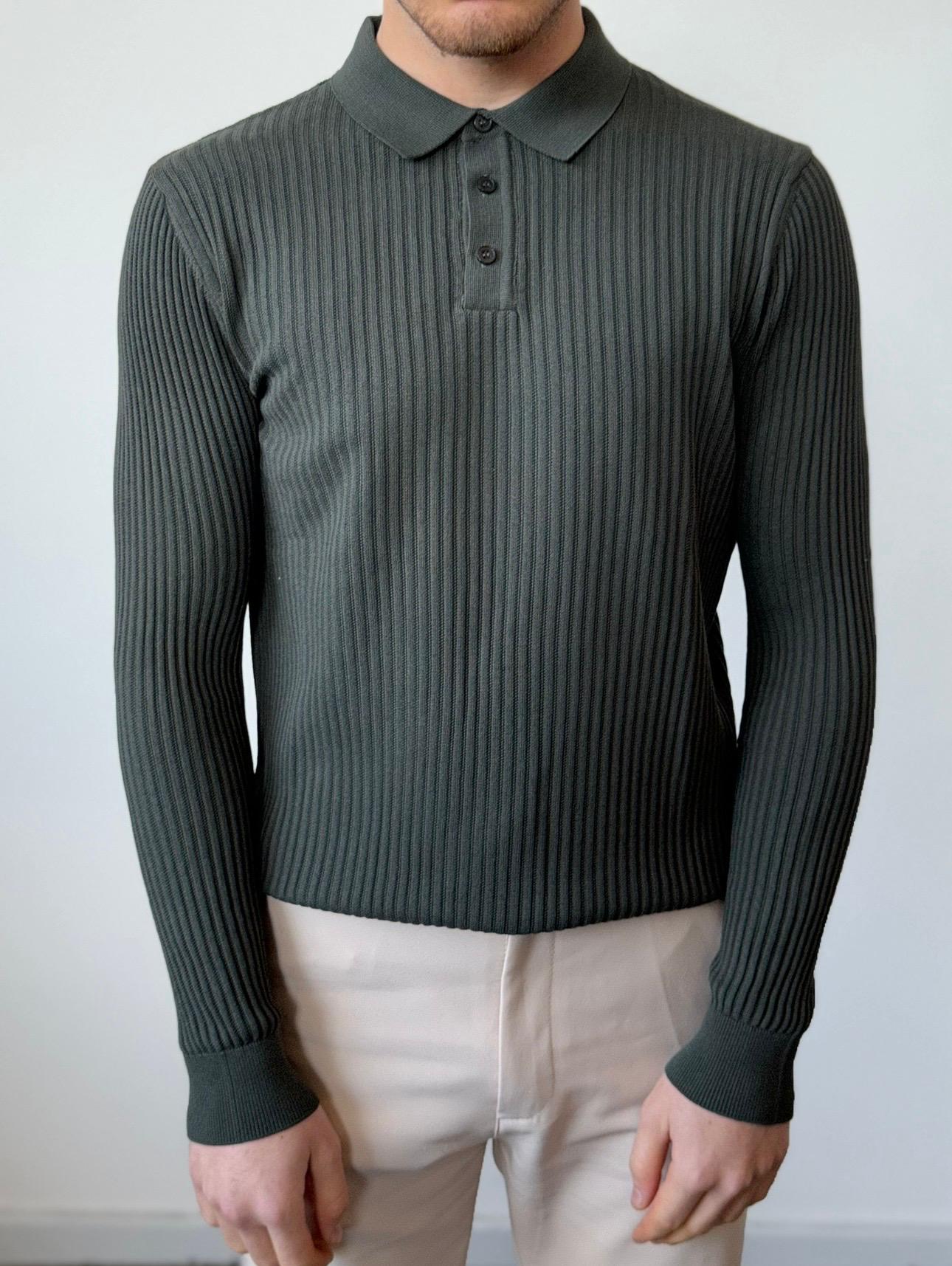 Üst Düzey Kumaş Kalitesi Polo Yaka Regular Fit Old Money Triko - Haki