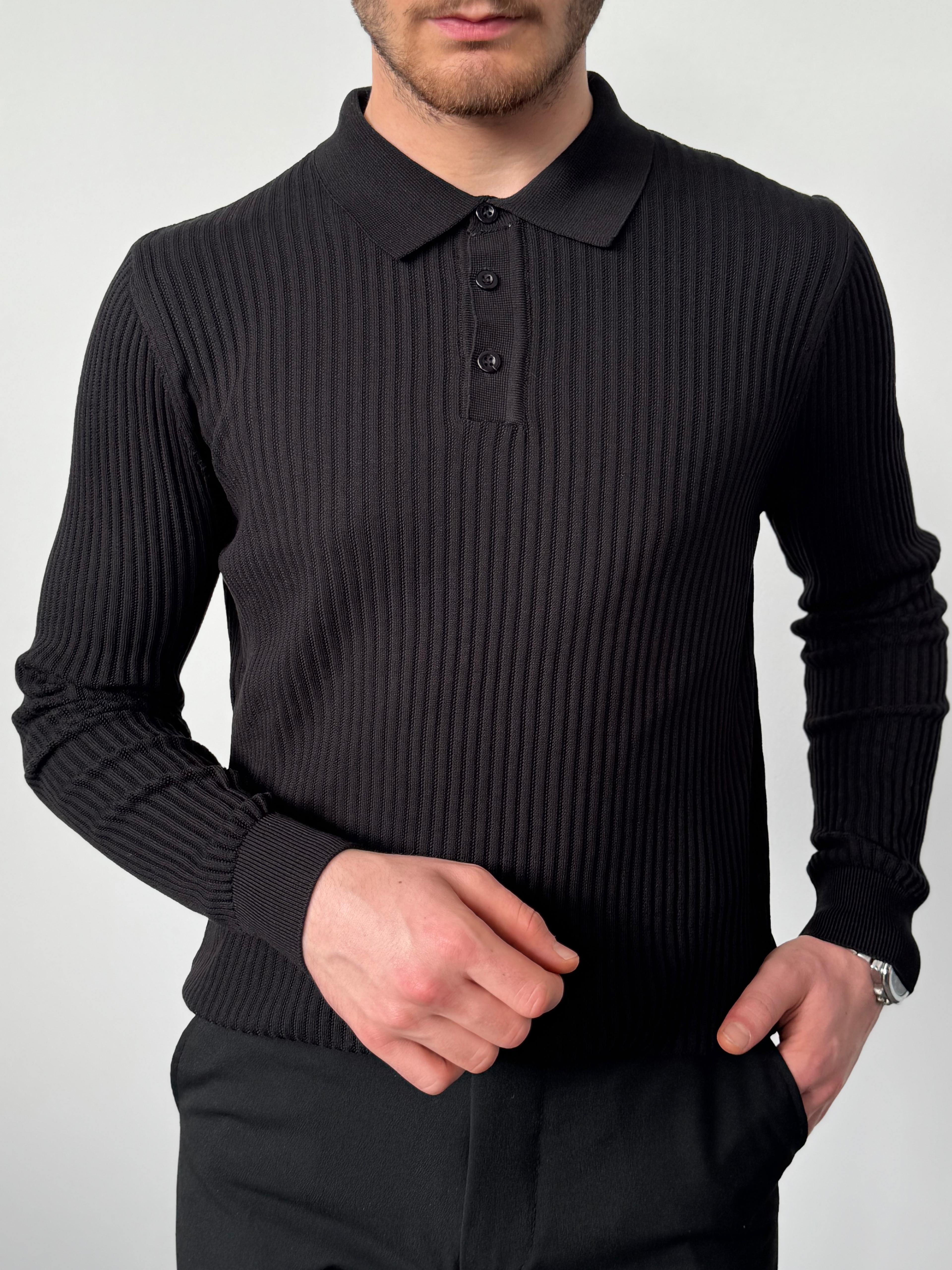 Üst Düzey Kumaş Kalitesi Polo Yaka Regular Fit Old Money Triko - Siyah