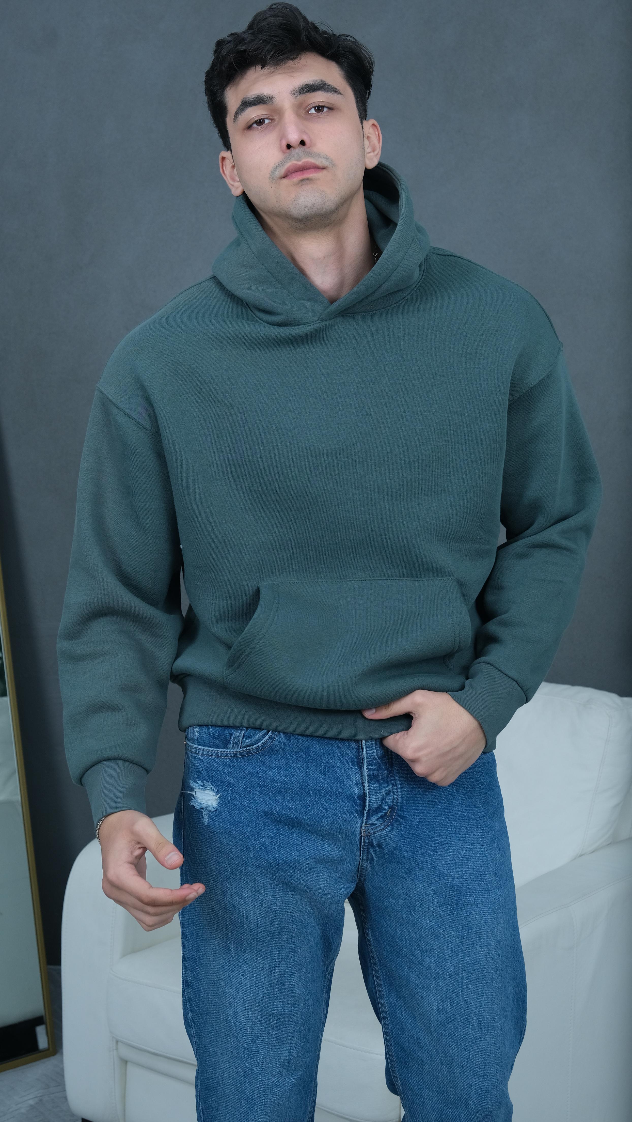 Basic Oversize Hoodie - Yeşil