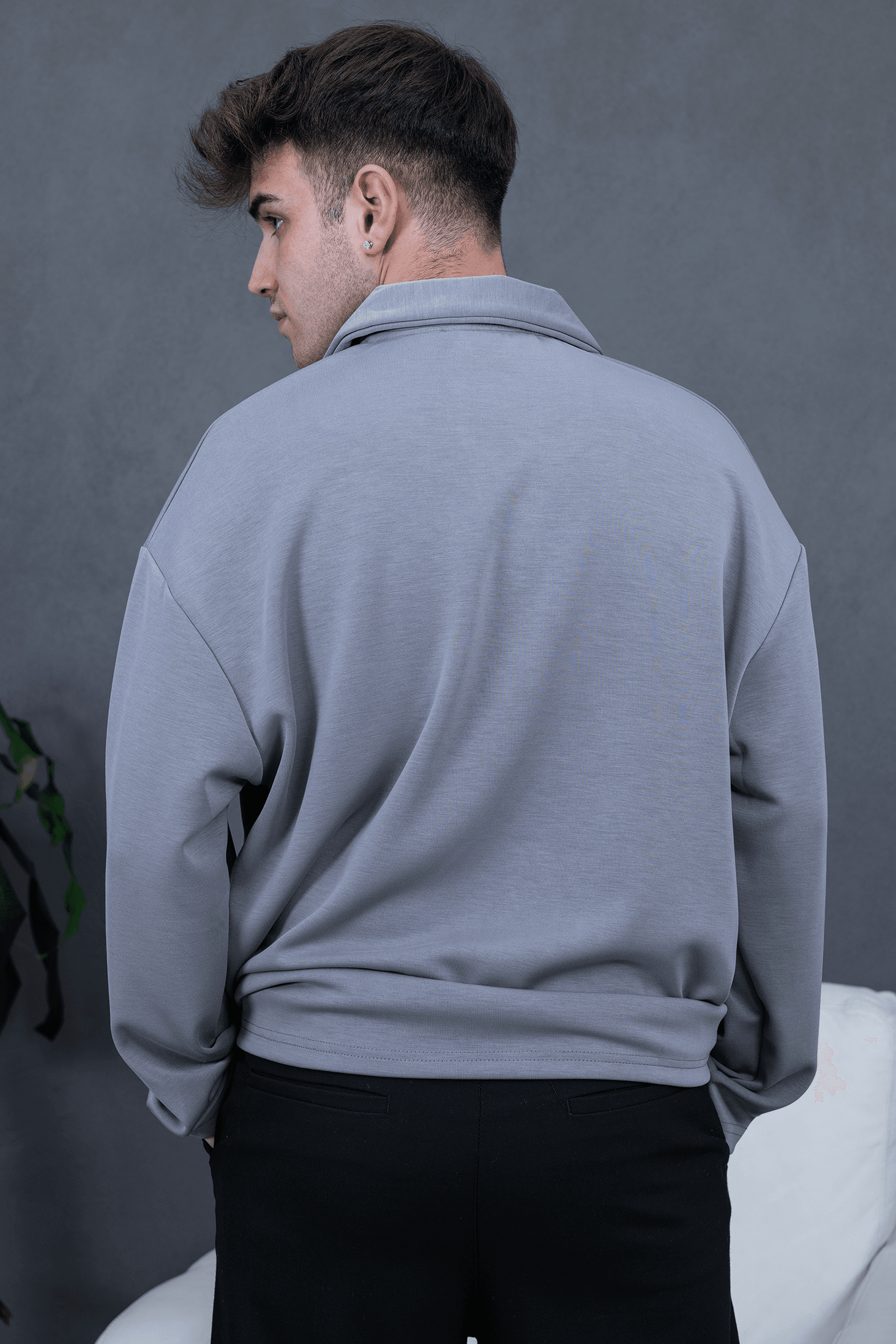 Premium Oysho Kumaş Polo Yaka Sweatshirt