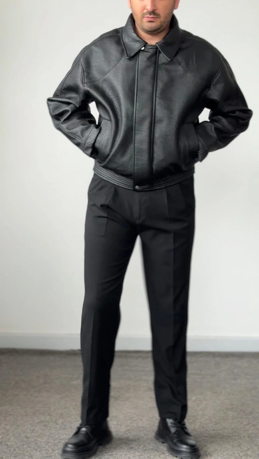 KOMBİN Deri Ceket+Pantolon+Tişört (Kemer Hediyeli)