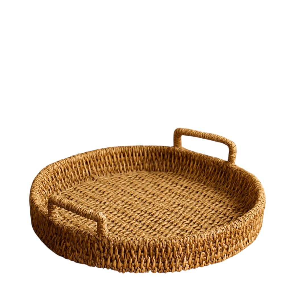 Rattan Yuvarlak Zarafet Tepsisi
