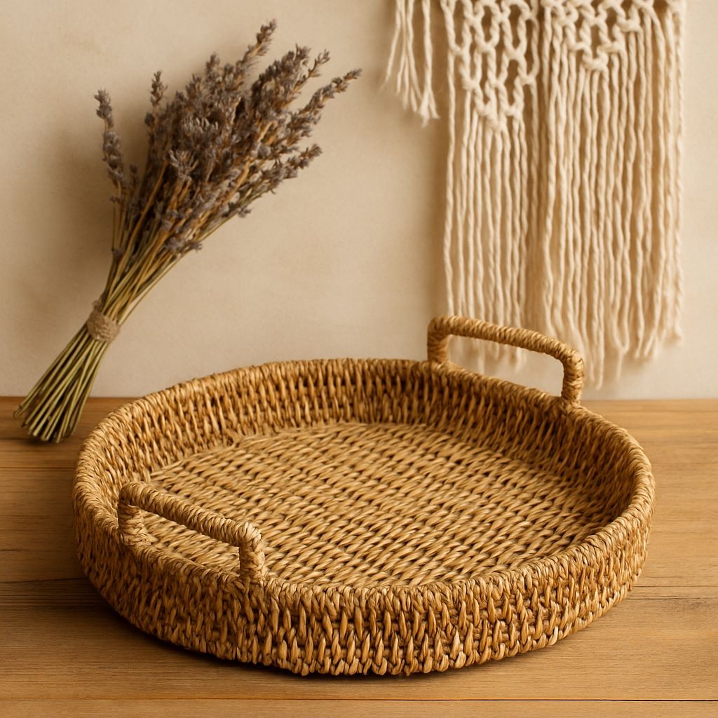 Rattan Yuvarlak Zarafet Tepsisi