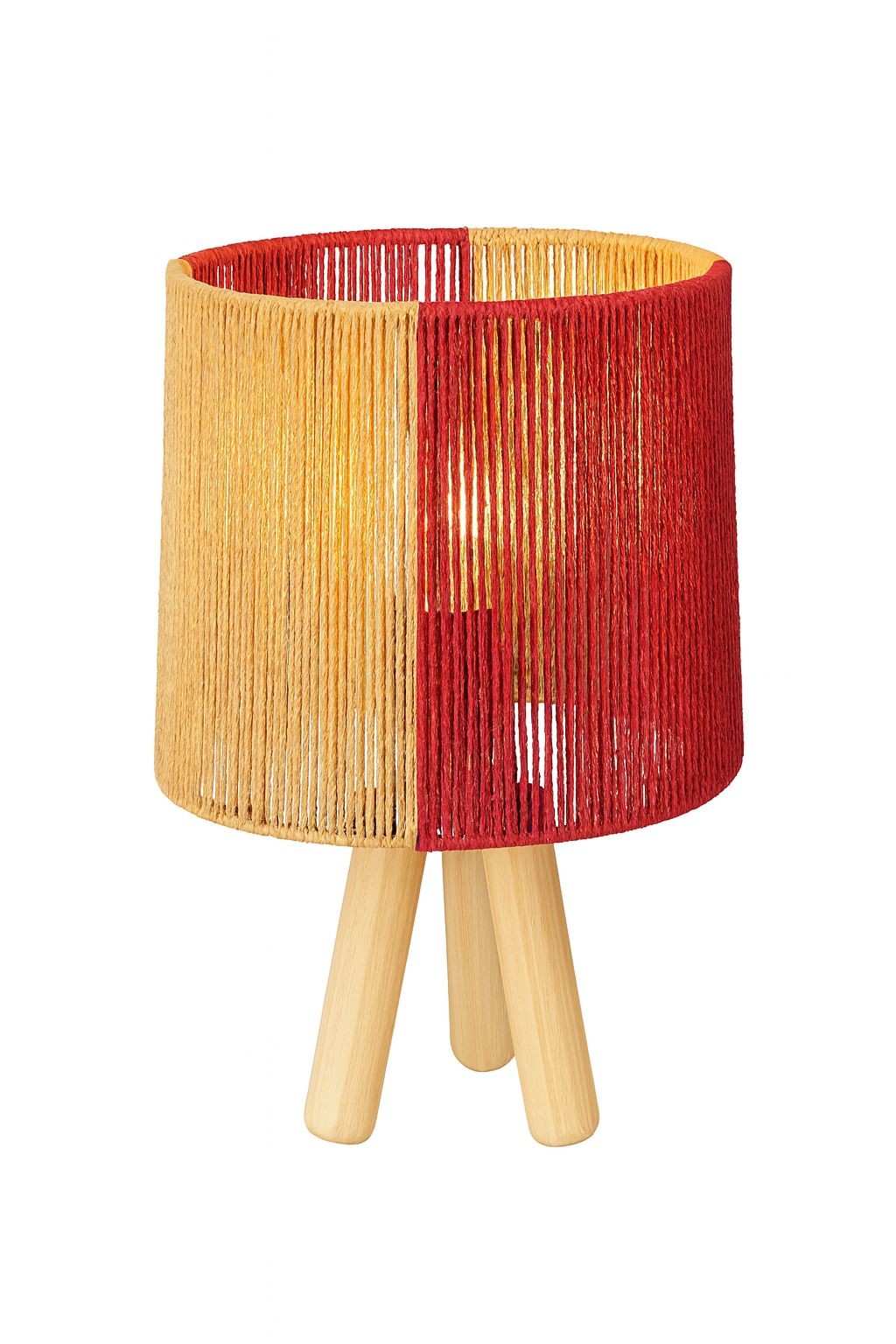 AmberWood El Örgüsü Masa Lambası – Kırmızı & Keten Renkli