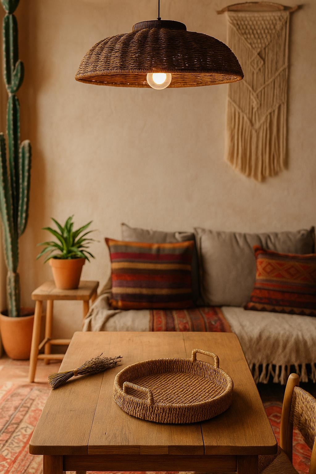 Rattan Yuvarlak Zarafet Tepsisi