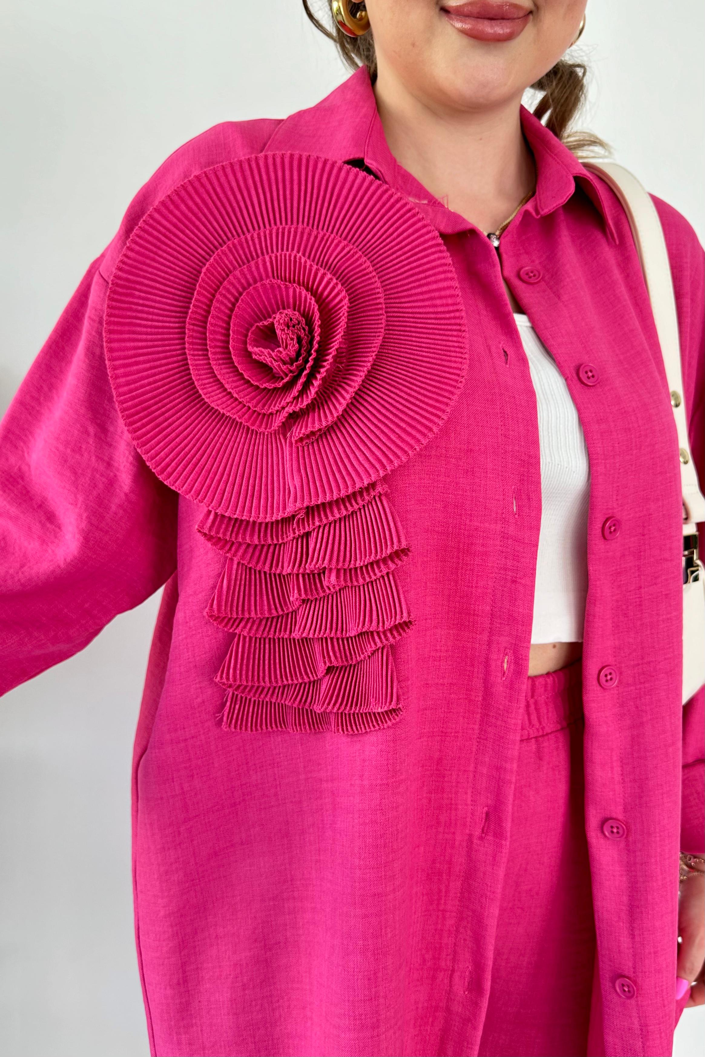 Çiçek Detay Keten Takım