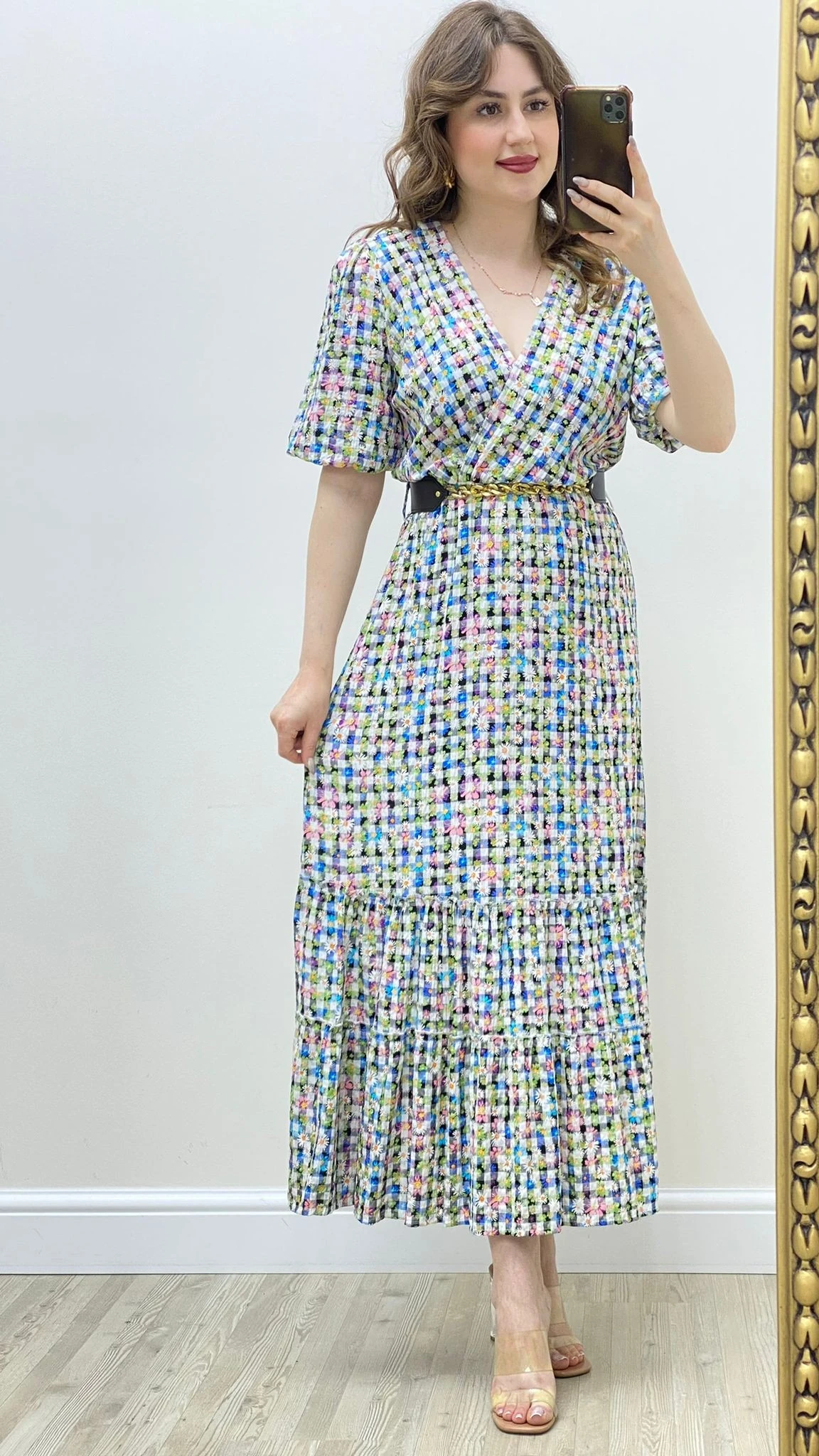 Zincir Kemerli Papatya Elbise